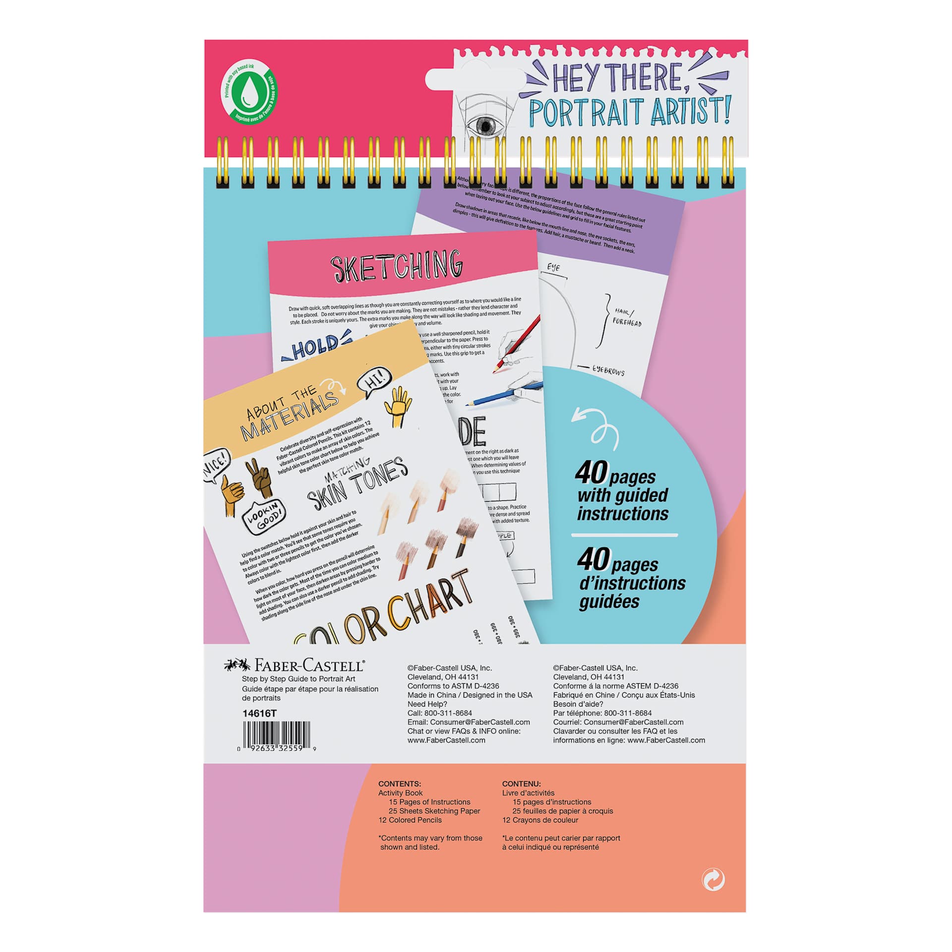 Faber-Castell Step-by-Step Portrait Art Kit, back of packaging