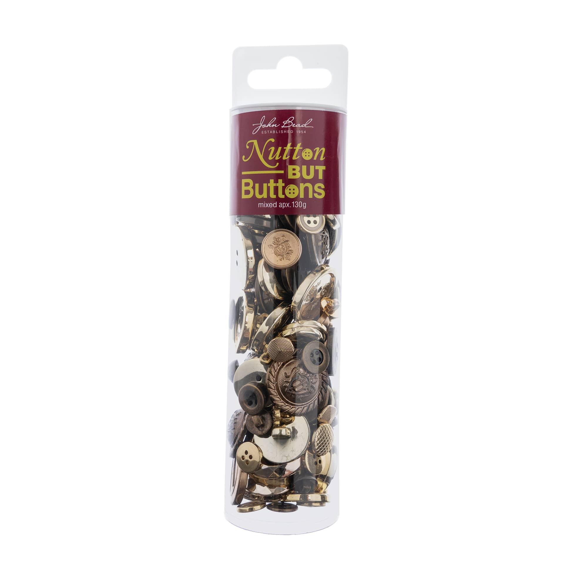 John Bead Nutton But Buttons - Gold, Plastic, 130 g Tube
