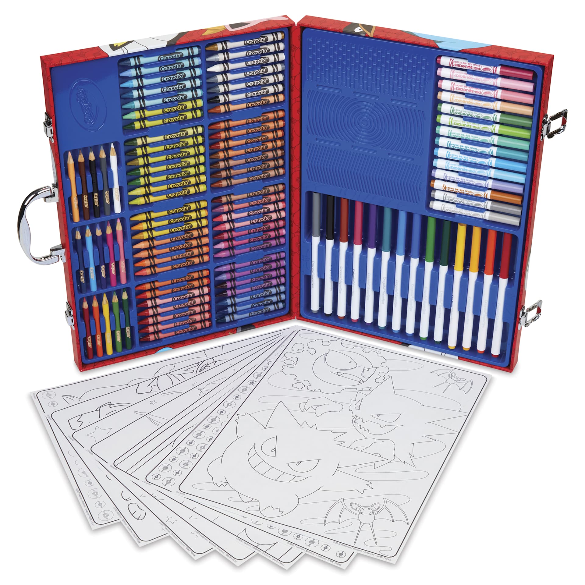 Crayola Imagination Art Set - Pokémon, Set of 115, sheets shown in front of the case