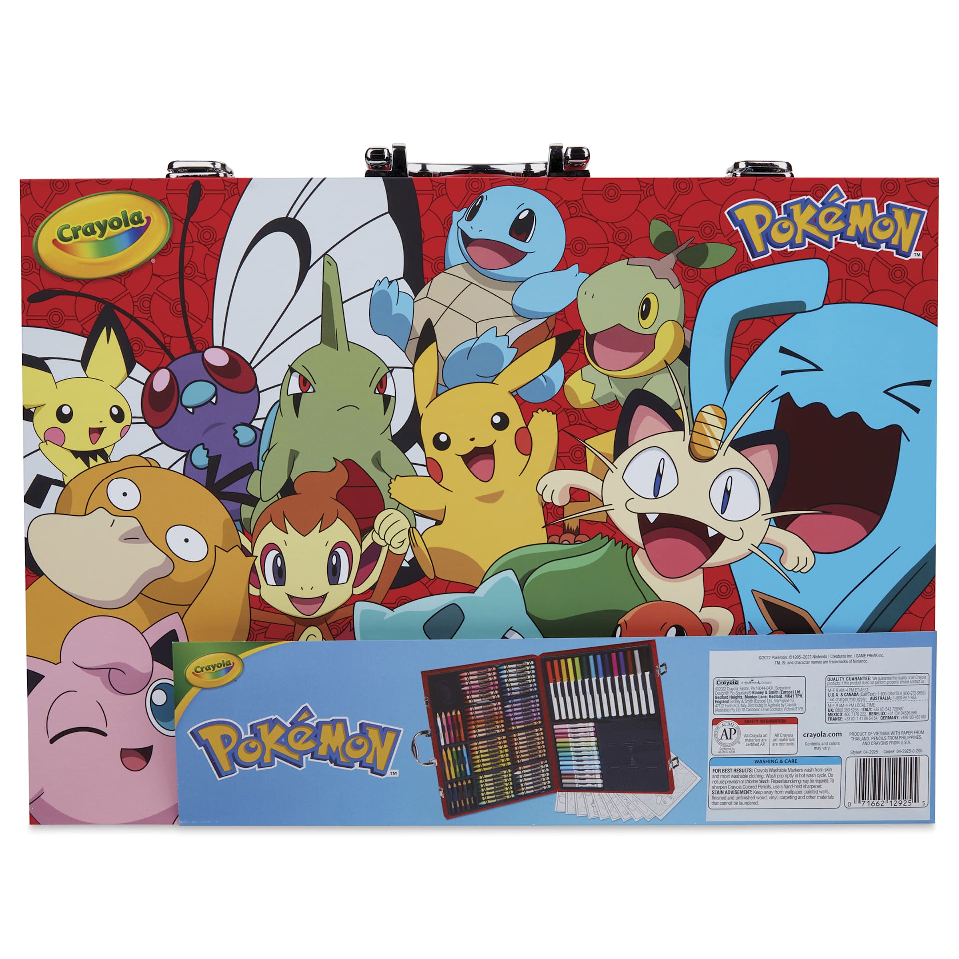 Crayola Imagination Art Set - Pokémon, Set of 115, back of the carrying case