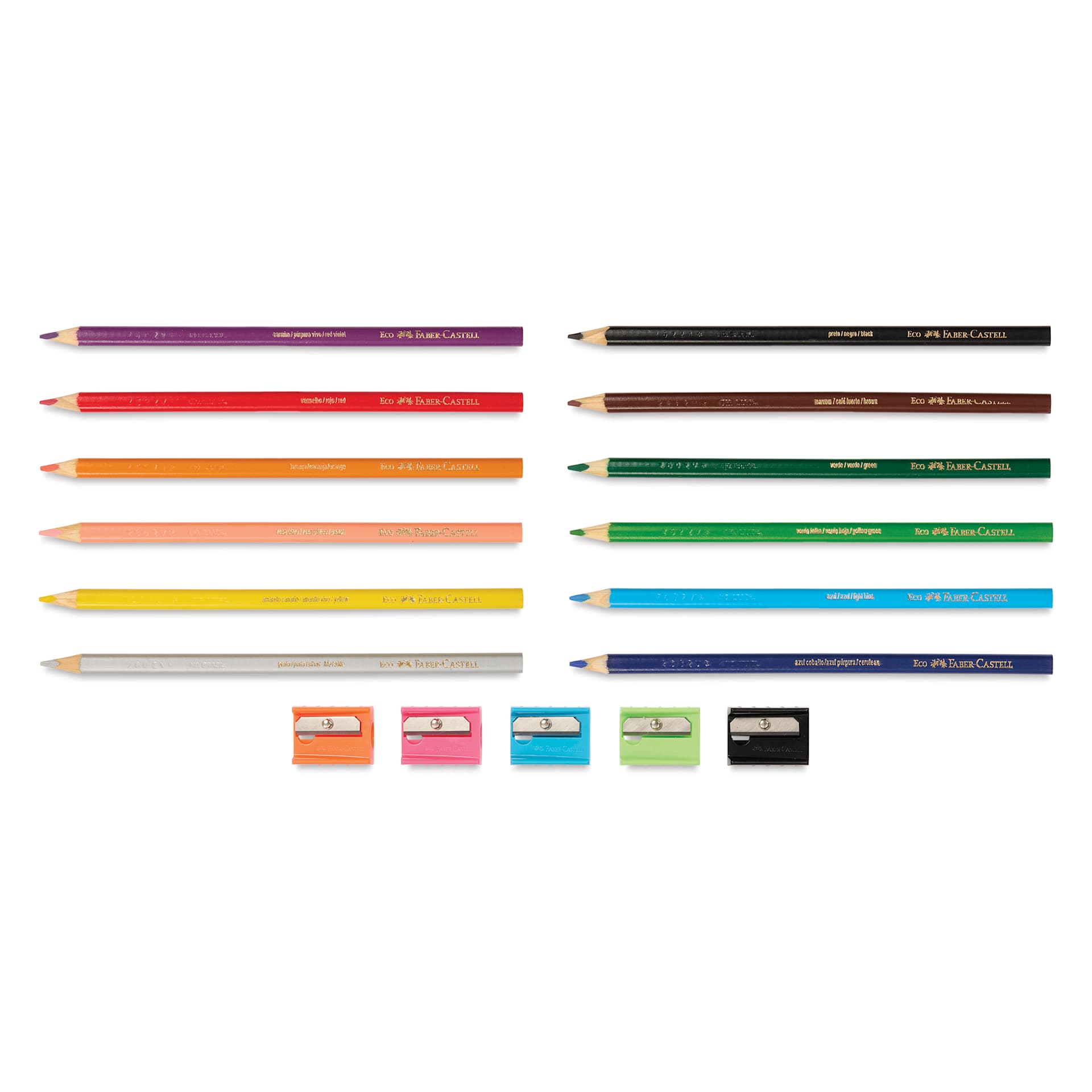 Faber-Castell Triangular Colored EcoPencils - School Pack of 252, contents laid out