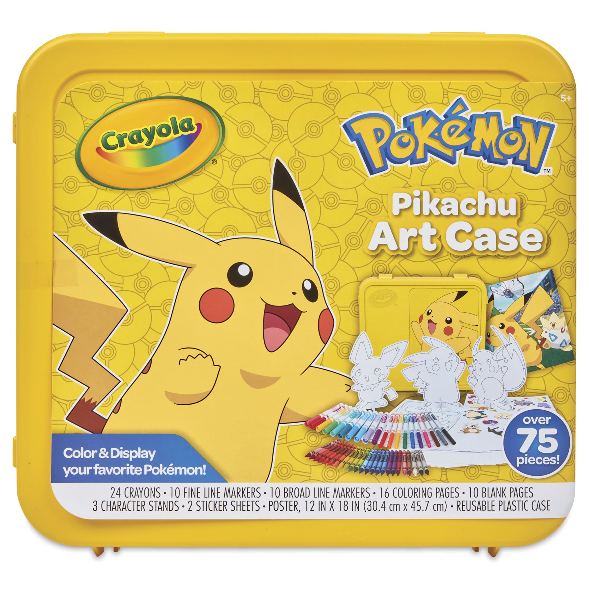 Crayola Pokémon Create and Color Coloring Art Case - Pikachu, Set of 75, front of case
