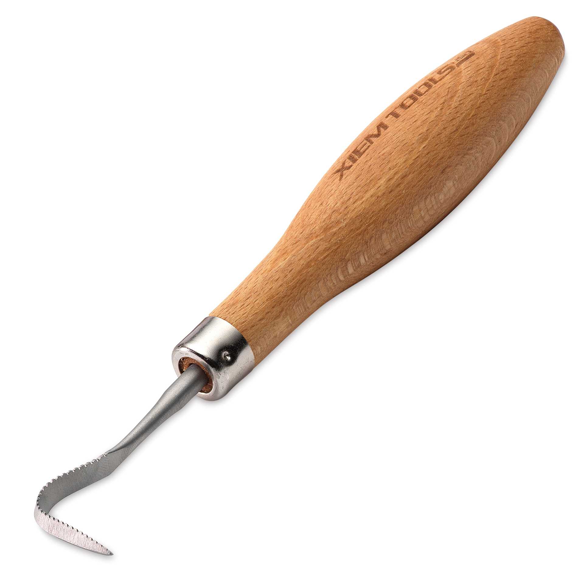 Xiem Tools Belly Hook Pro Sculptor's Rake - Medium angled view