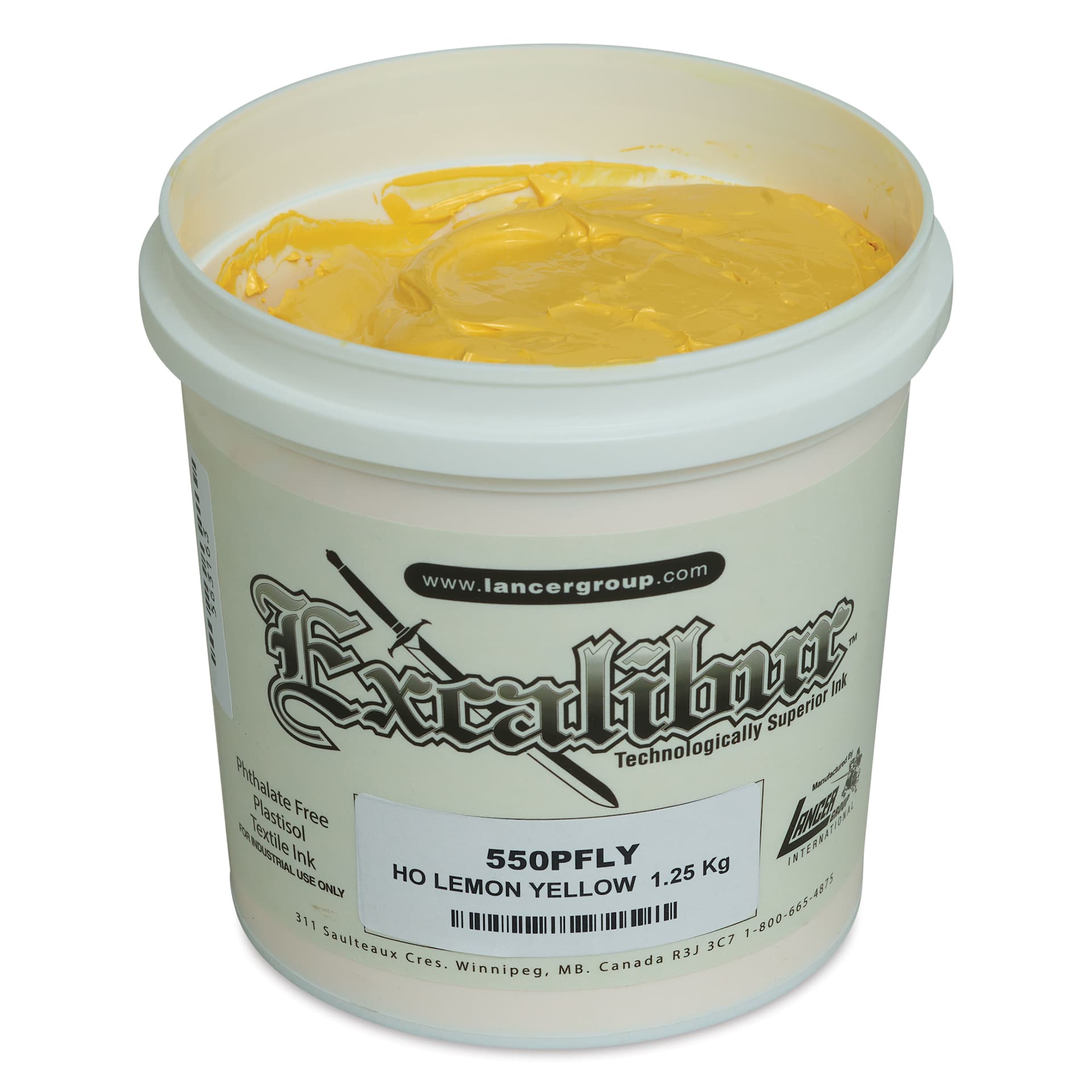 Excalibur 550 High Opacity Ink - Lemon Yellow, Quart angled view with lid off