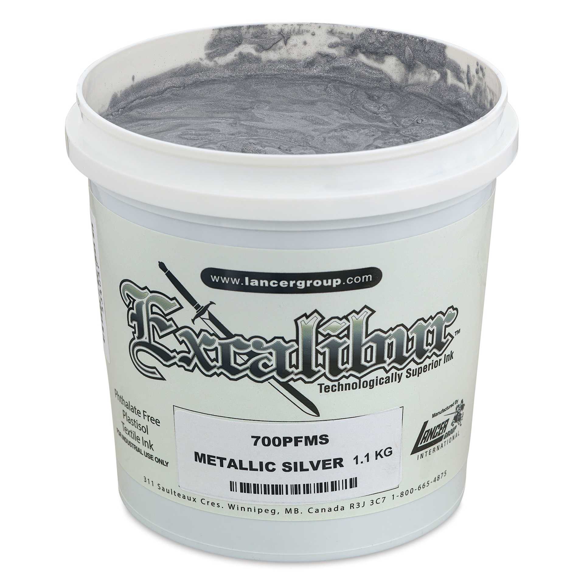 Excalibur 700 Metallic Inks - Silver, Quart angled view with lid off