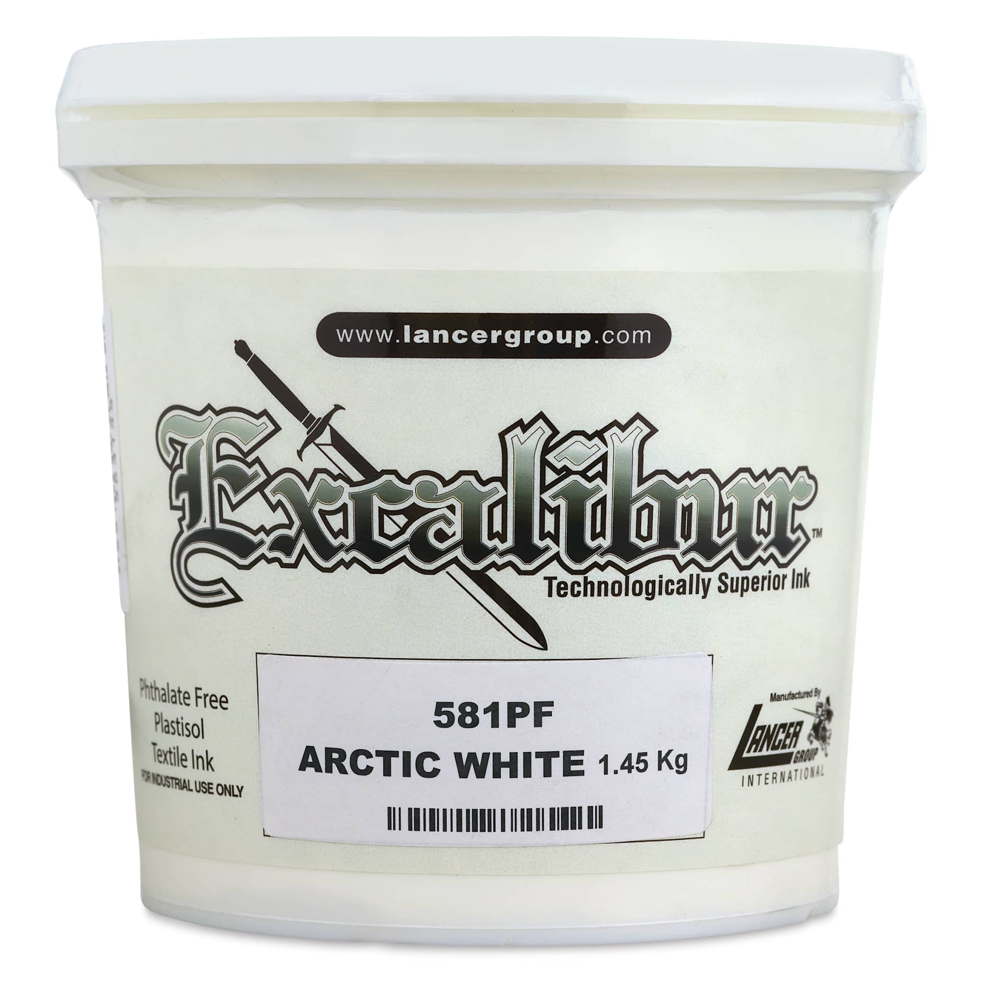 Excalibur 581 Arctic White Plastisol Ink - Quart front