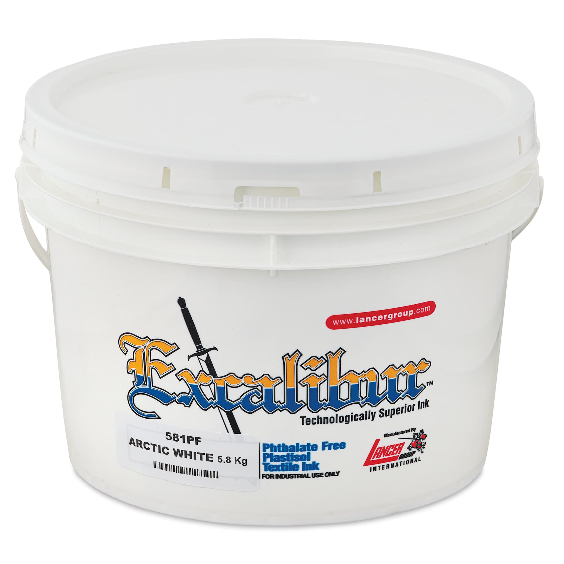 Excalibur 581 Arctic White Plastisol Ink - Gallon angled view