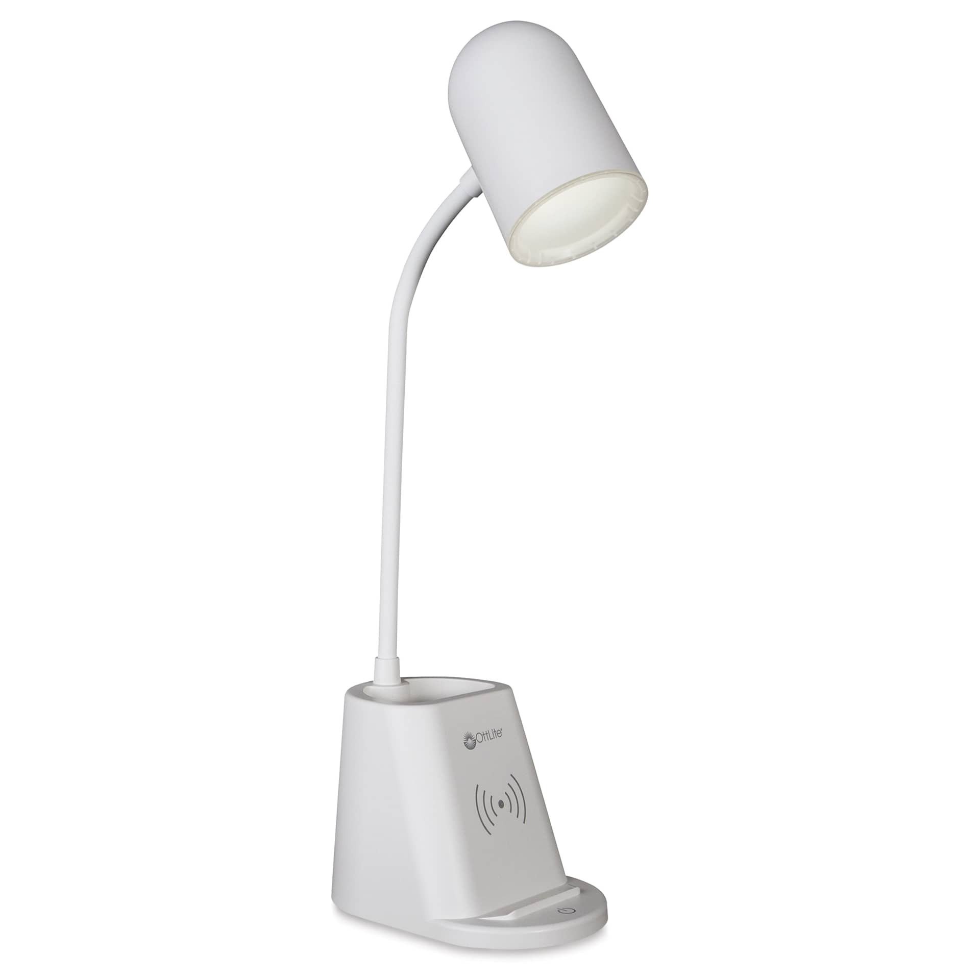 OttLite Aglow Organizer LED Desk Lamp with Wireless Charging - White