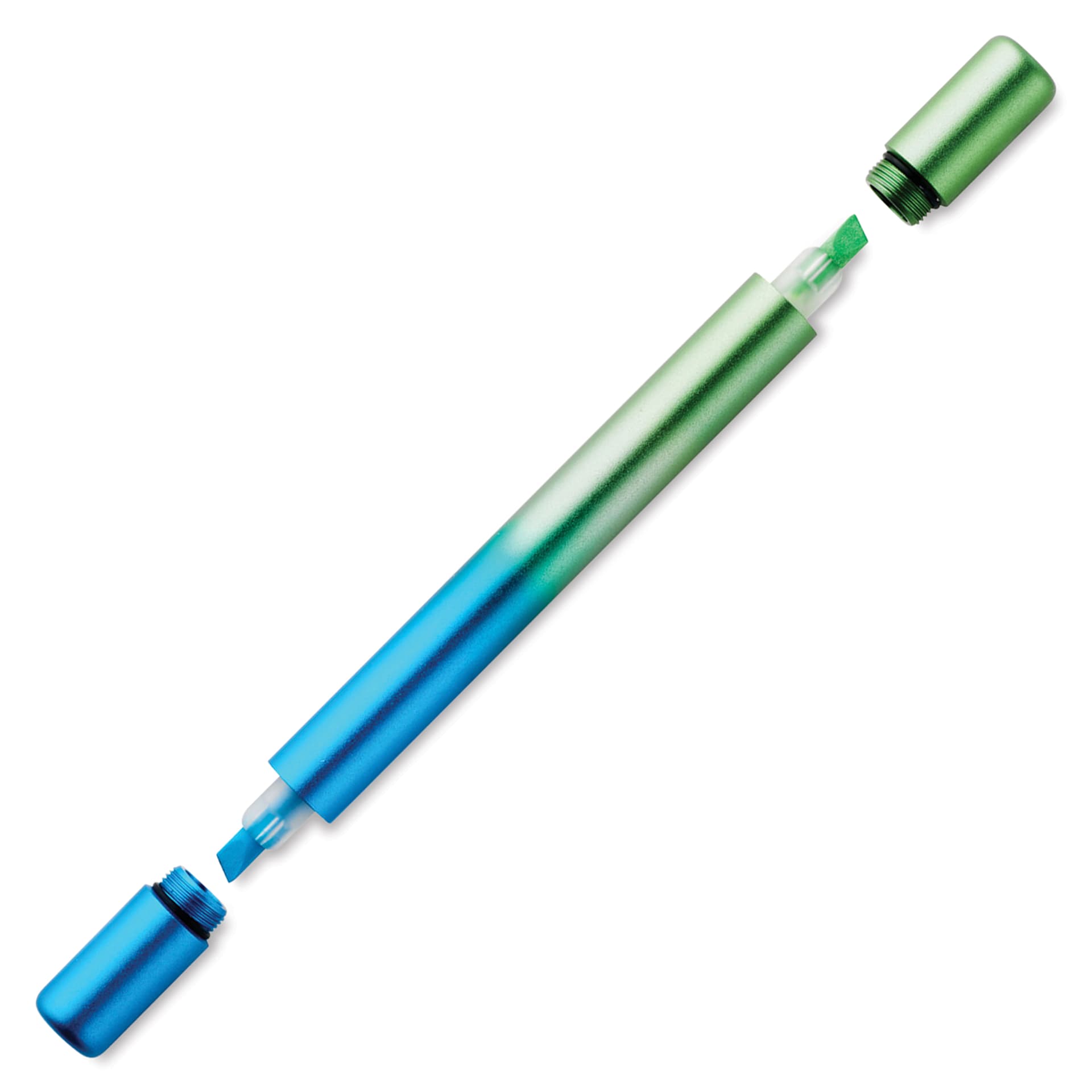 Tom's Studio Ori Infinity Dual Highlighter - Green and Blue, caps off