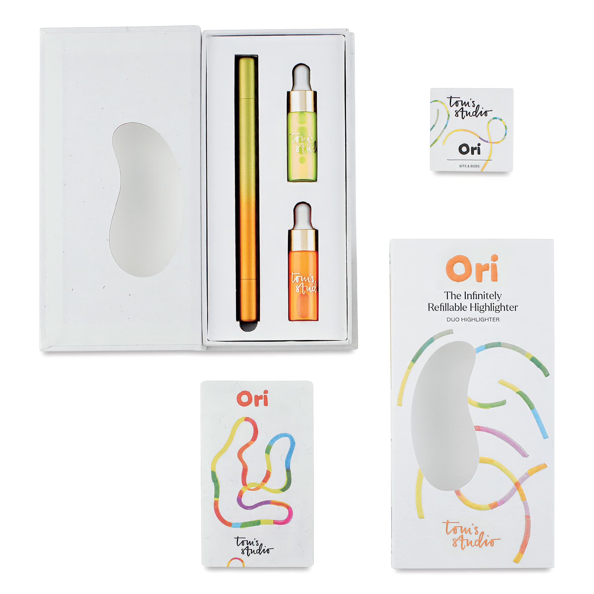 Tom's Studio Ori Infinity Dual Highlighter - Yellow and Orange, open packaging