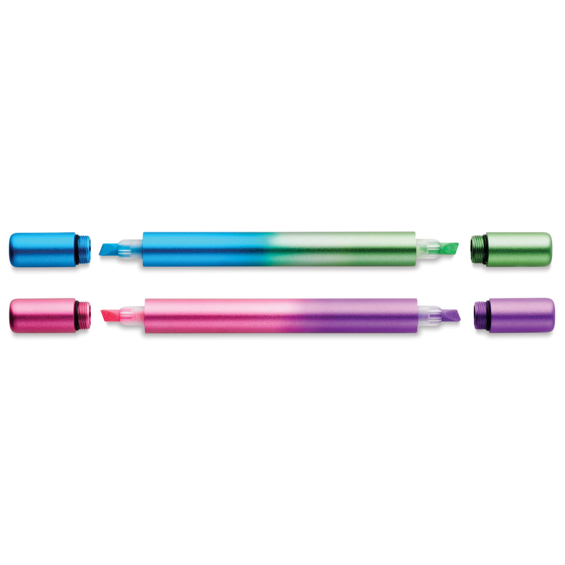 Tom's Studio Ori Infinity Dual Highlighters - Set of 2, Purple and Green, caps off