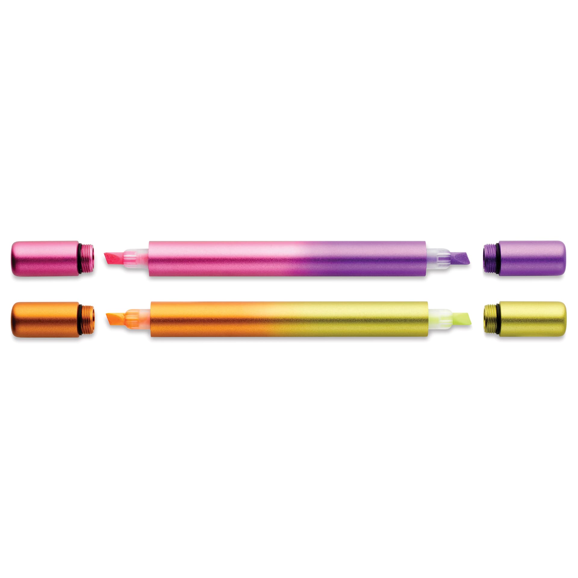 Tom's Studio Ori Infinity Dual Highlighters - Set of 2, Yellow and Purple, caps off