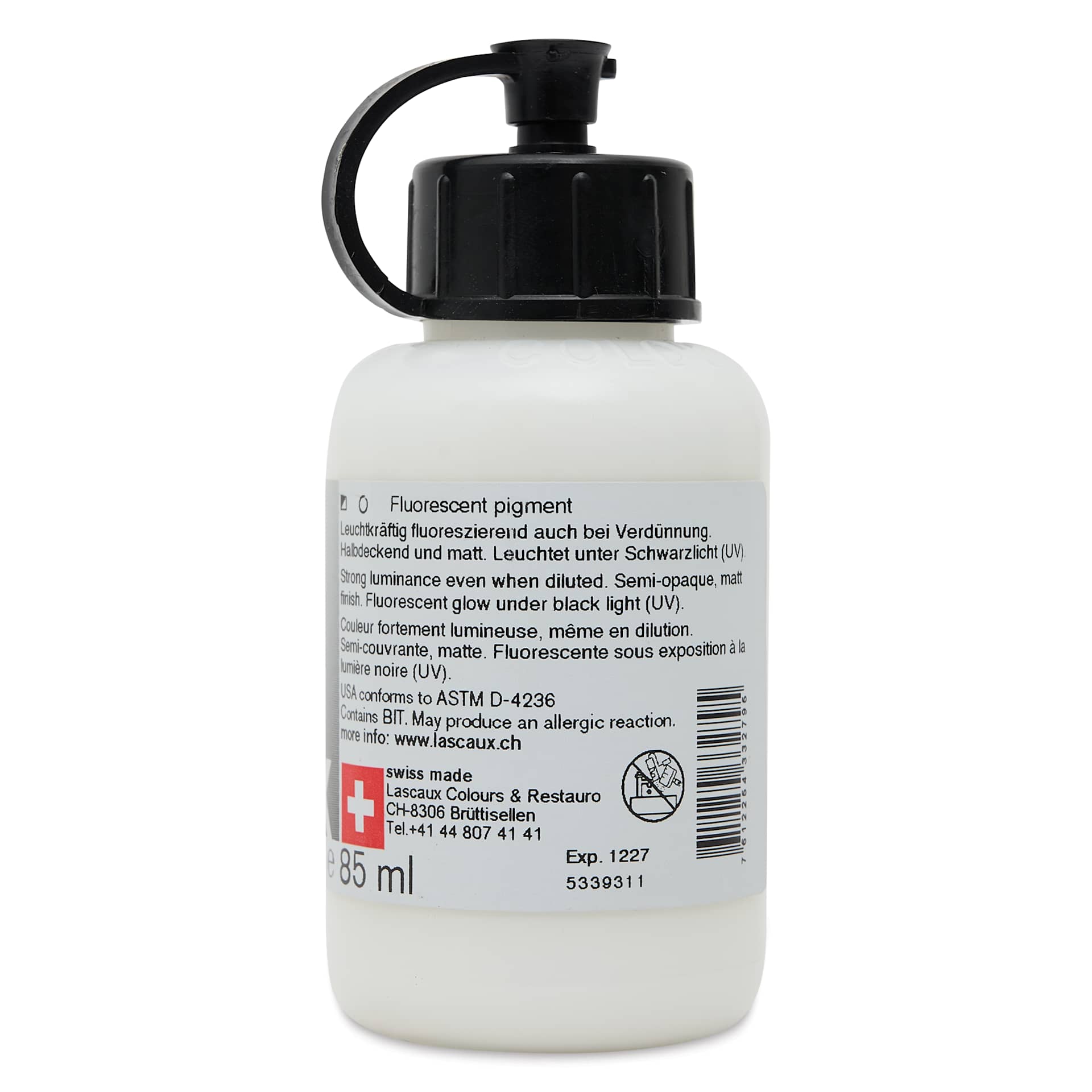 Lascaux Neon Acrylic Paint - White, 85 ml bottle back