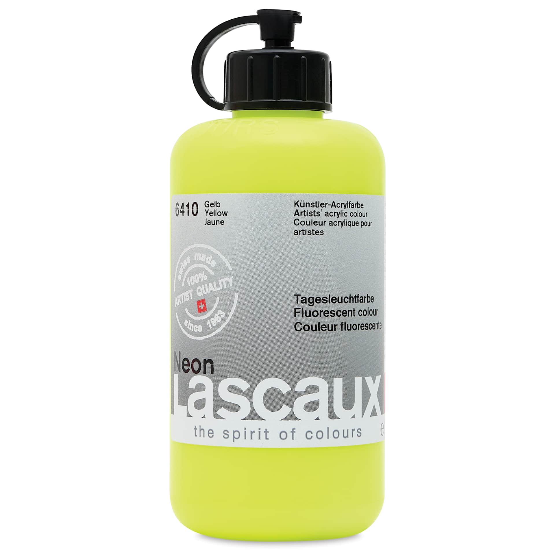 Lascaux Neon Acrylic Paint - Yellow, 250 ml bottle