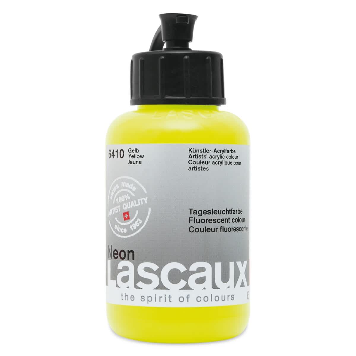 Lascaux Neon Acrylic Paint - Yellow, 85 ml bottle