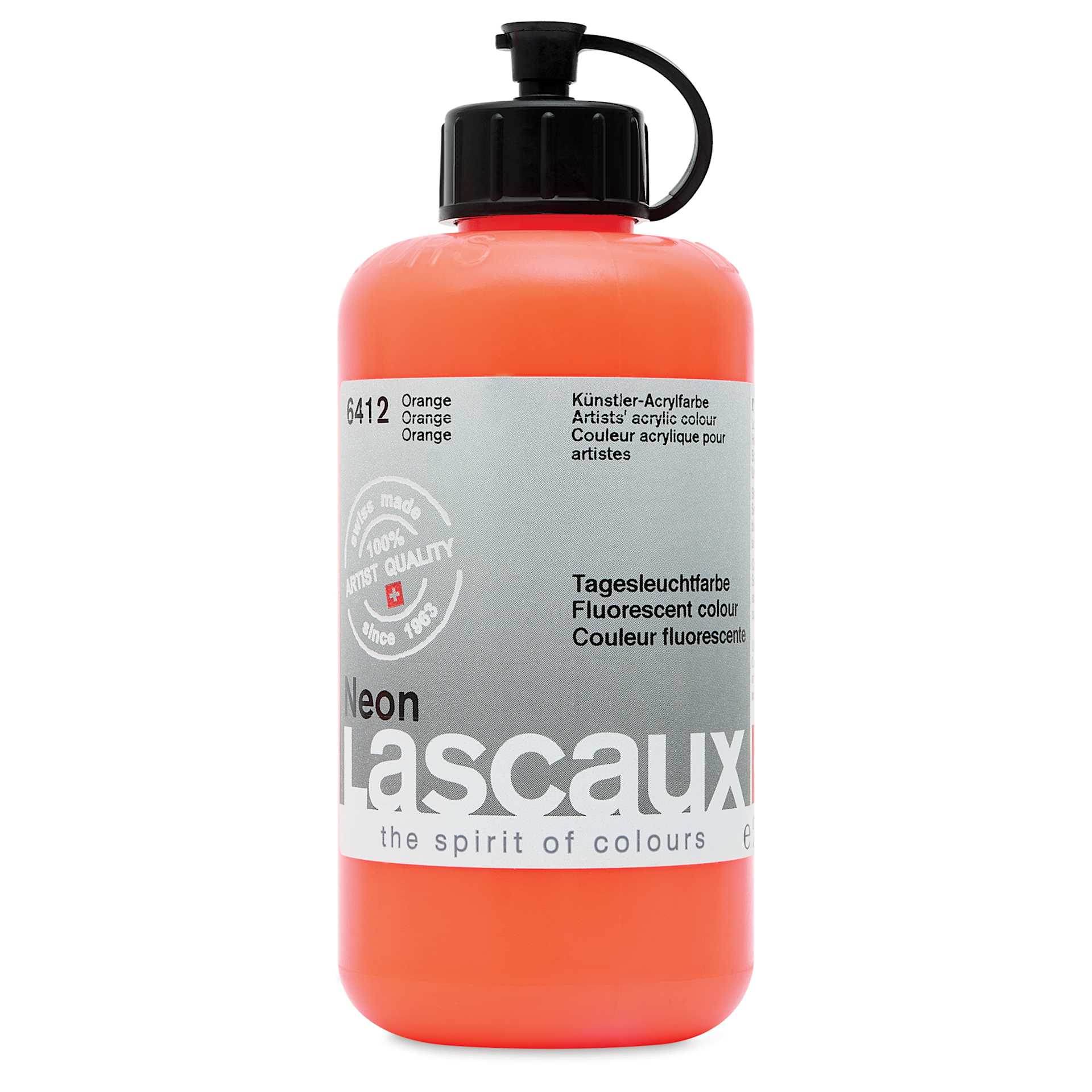 Lascaux Neon Acrylic Paint - Orange, 250 ml bottle