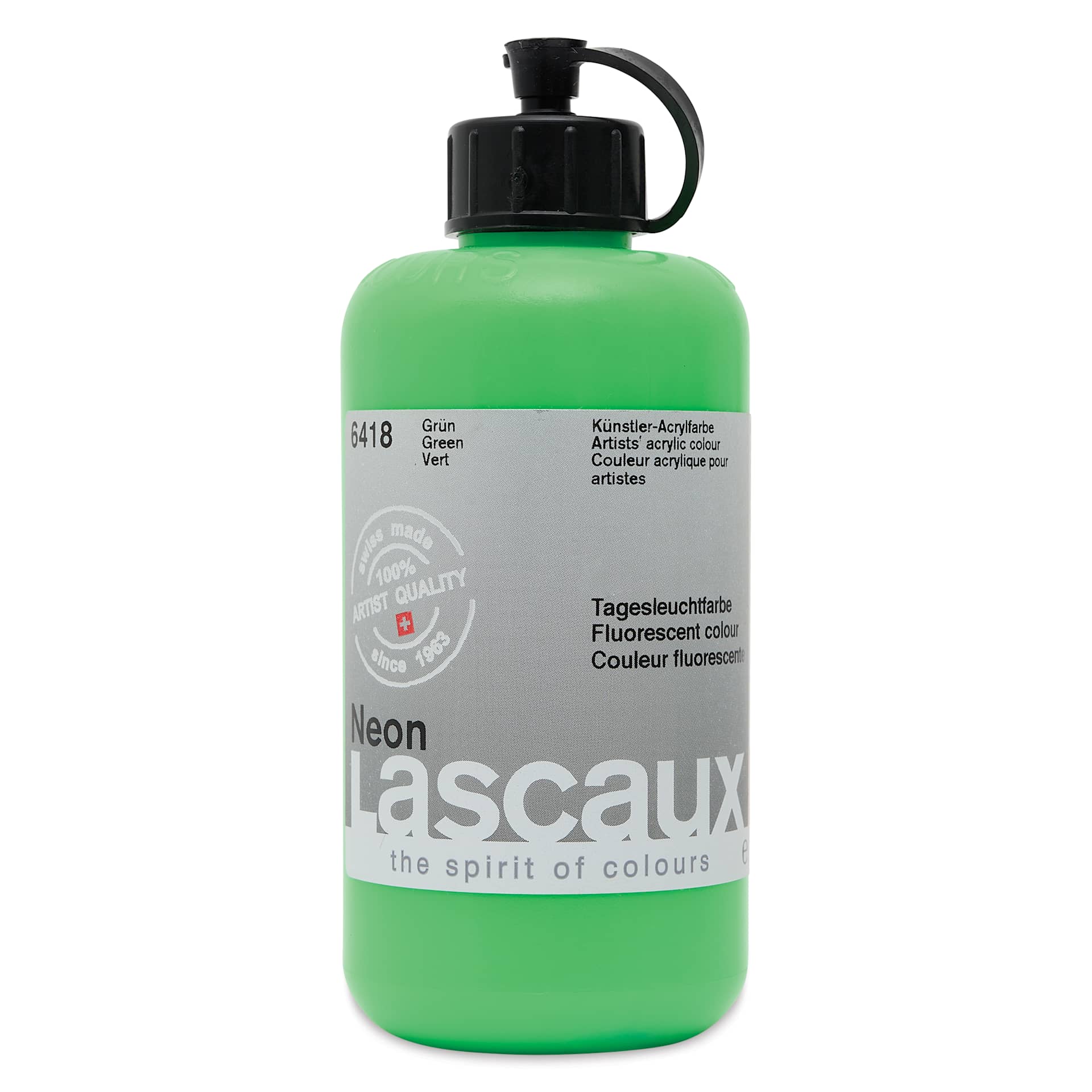 Lascaux Neon Acrylic Paint - Green, 250 ml bottle