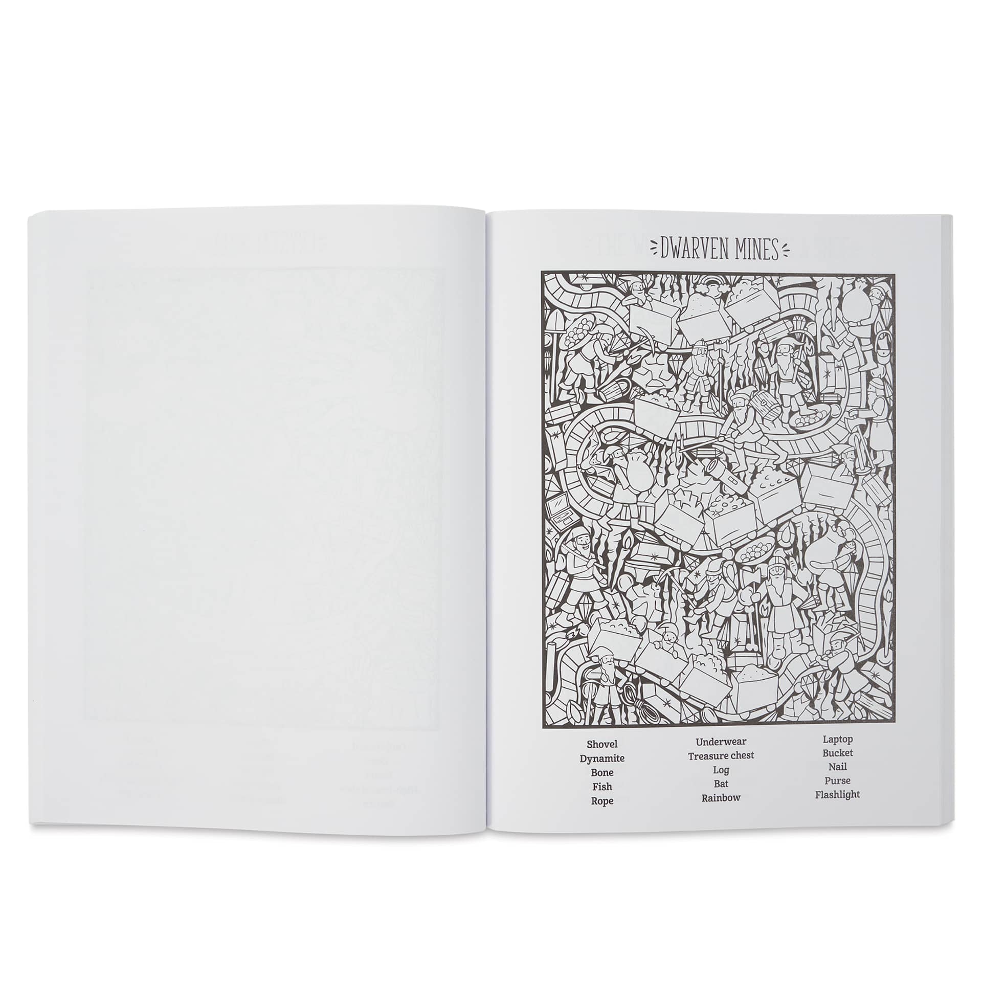 Color Quest Seek-and-Find Coloring Books - Enchanted (illustration page example - dwarven mines)
