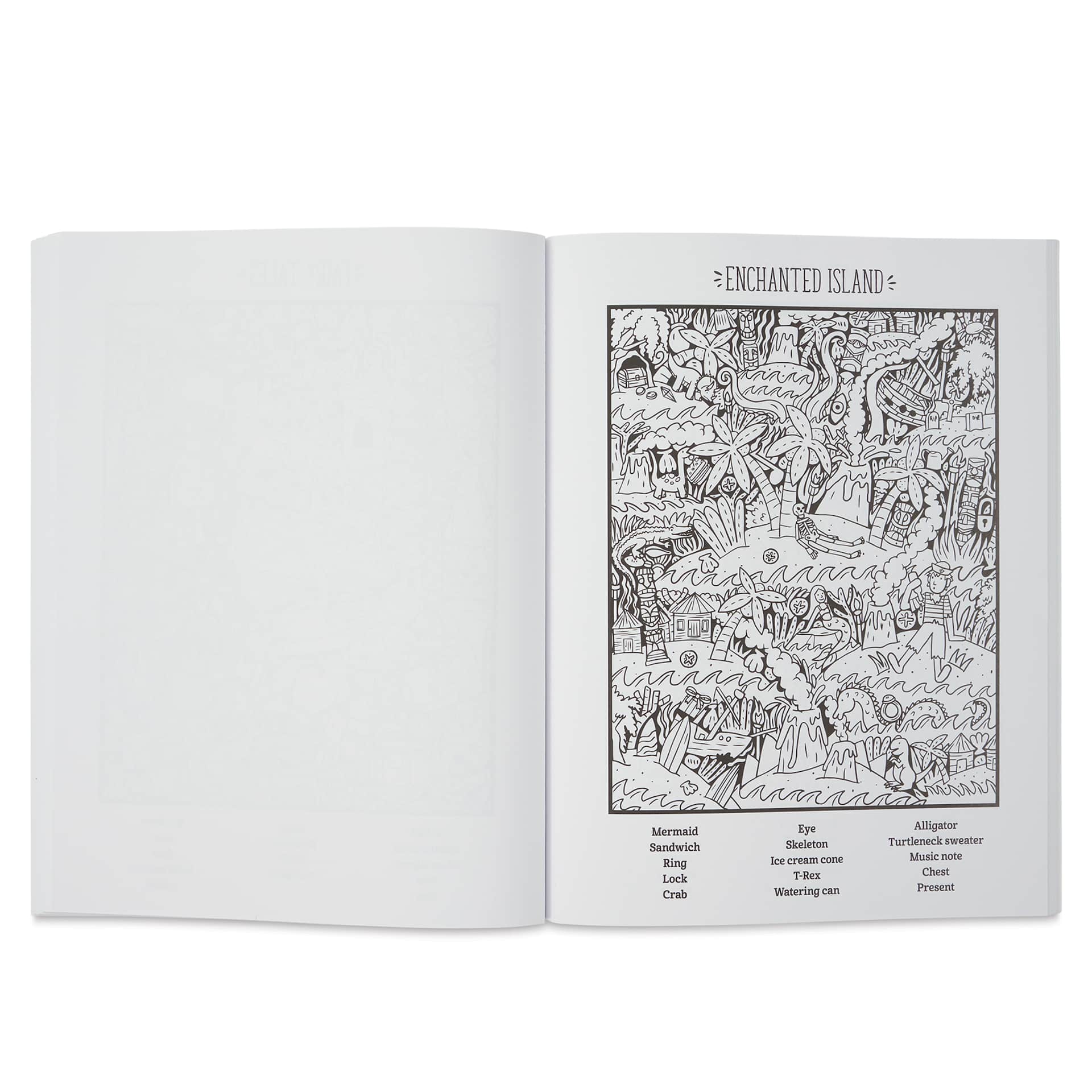 Color Quest Seek-and-Find Coloring Books - Enchanted (illustration page example - enchanted island)