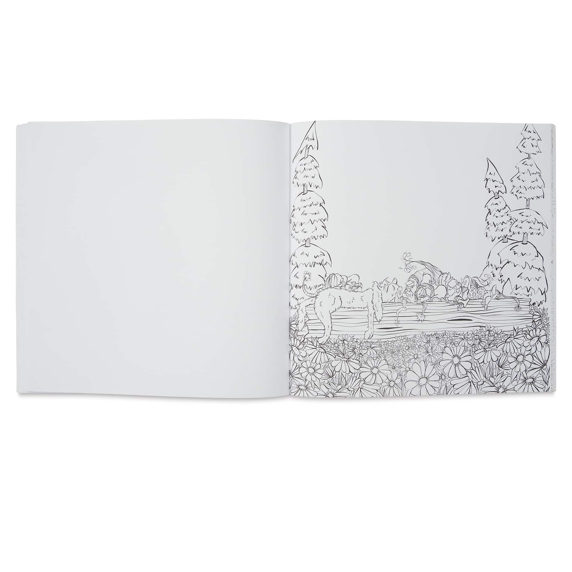 Gnomes in the Neighborhood Coloring Book (illustration page example - relaxing on log)