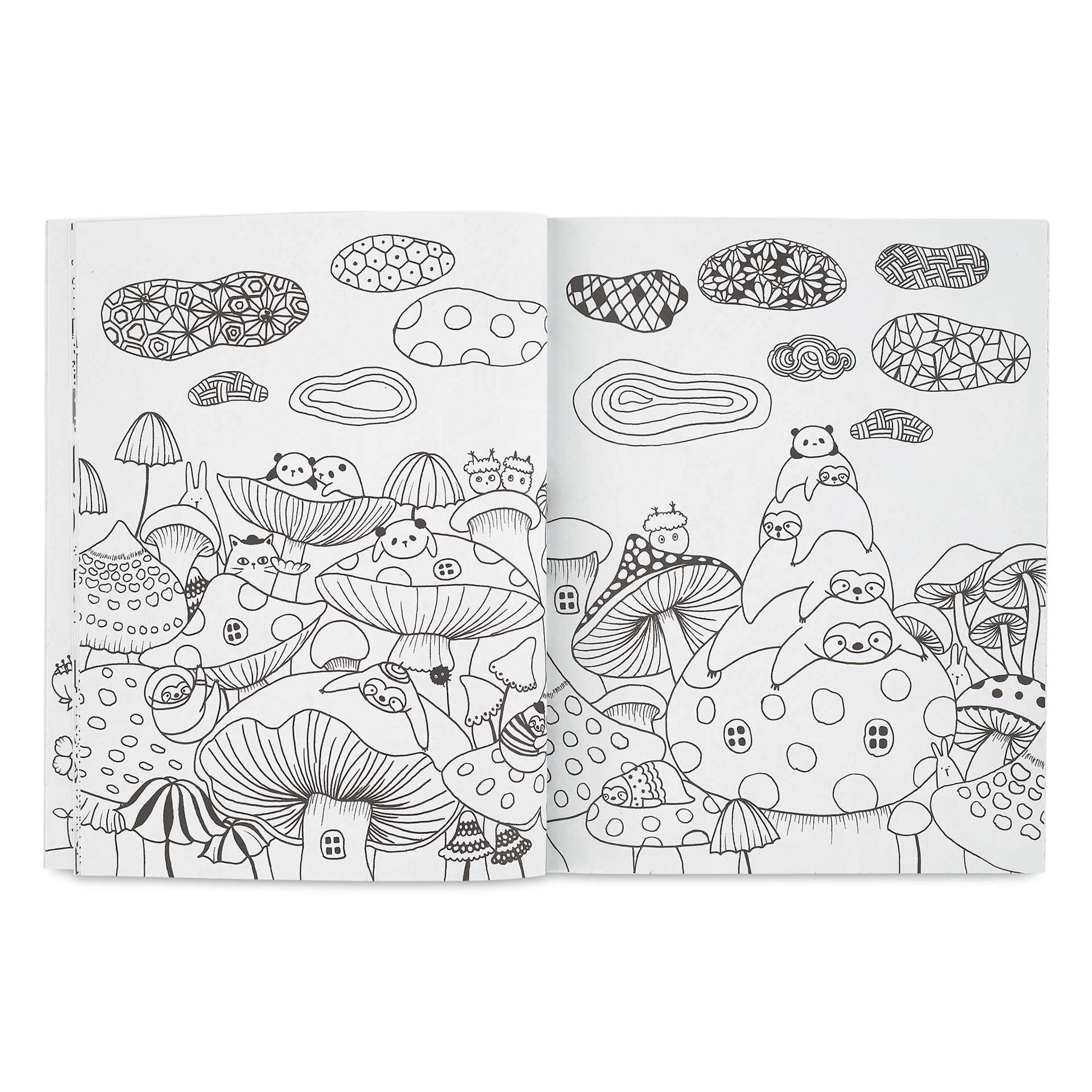 A Million Creatures Coloring Books Series - Sloths, sloths relaxing on mushrooms