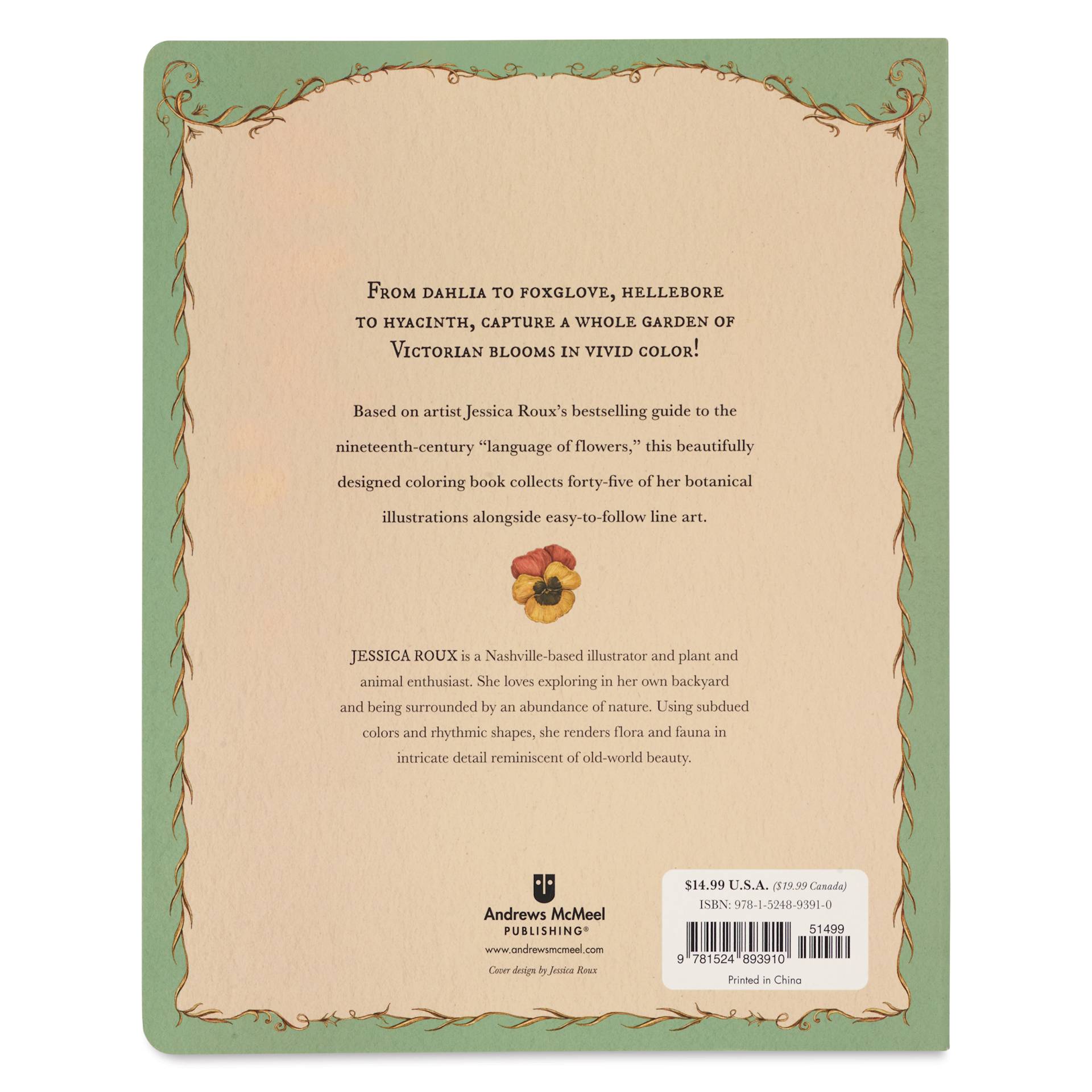 Floriography Coloring Book - Paperback, 96 Pages, back