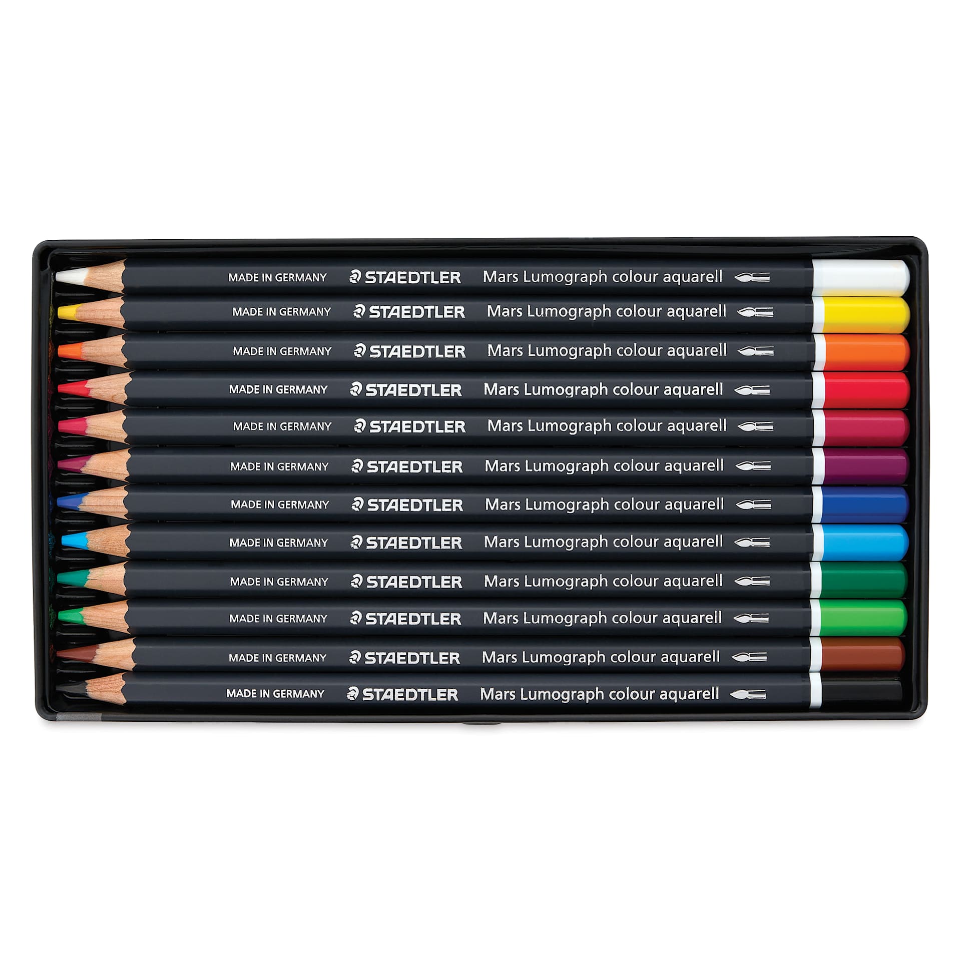 Staedtler Mars Lumograph Colour Aquarell Watercolor Pencils - Set of 12, Assorted Colors