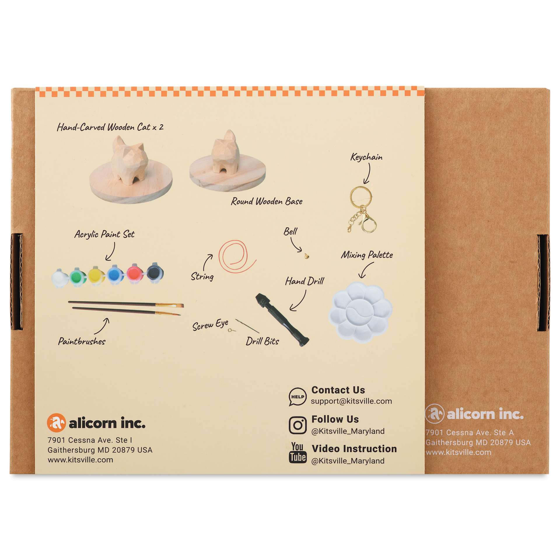 Kitsville Hand-Carved Cat Painting Kit, back of packaging