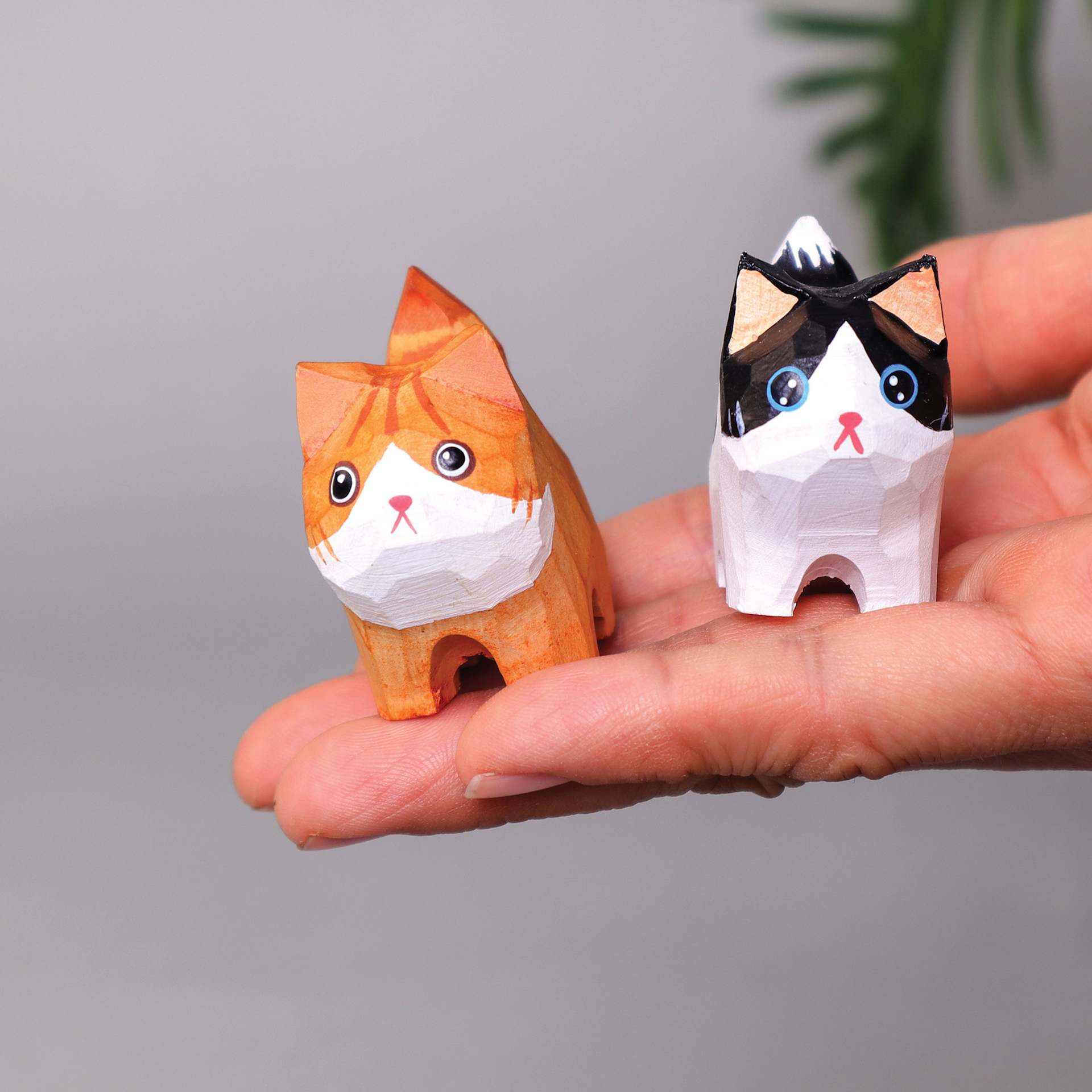 Kitsville Hand-Carved Cat Painting Kit, finished pieces