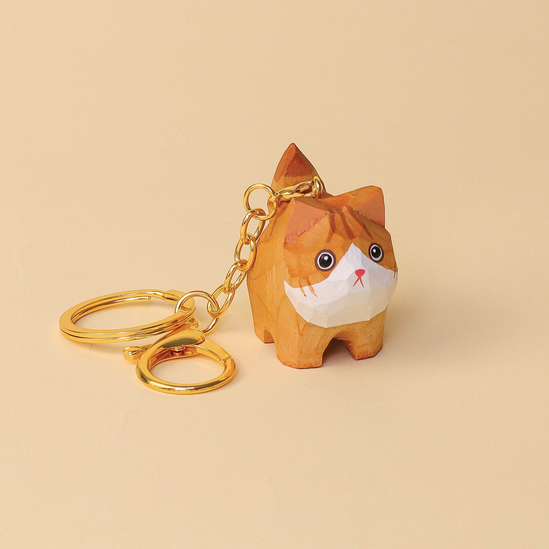 Kitsville Hand-Carved Cat Painting Kit, finished orange cat