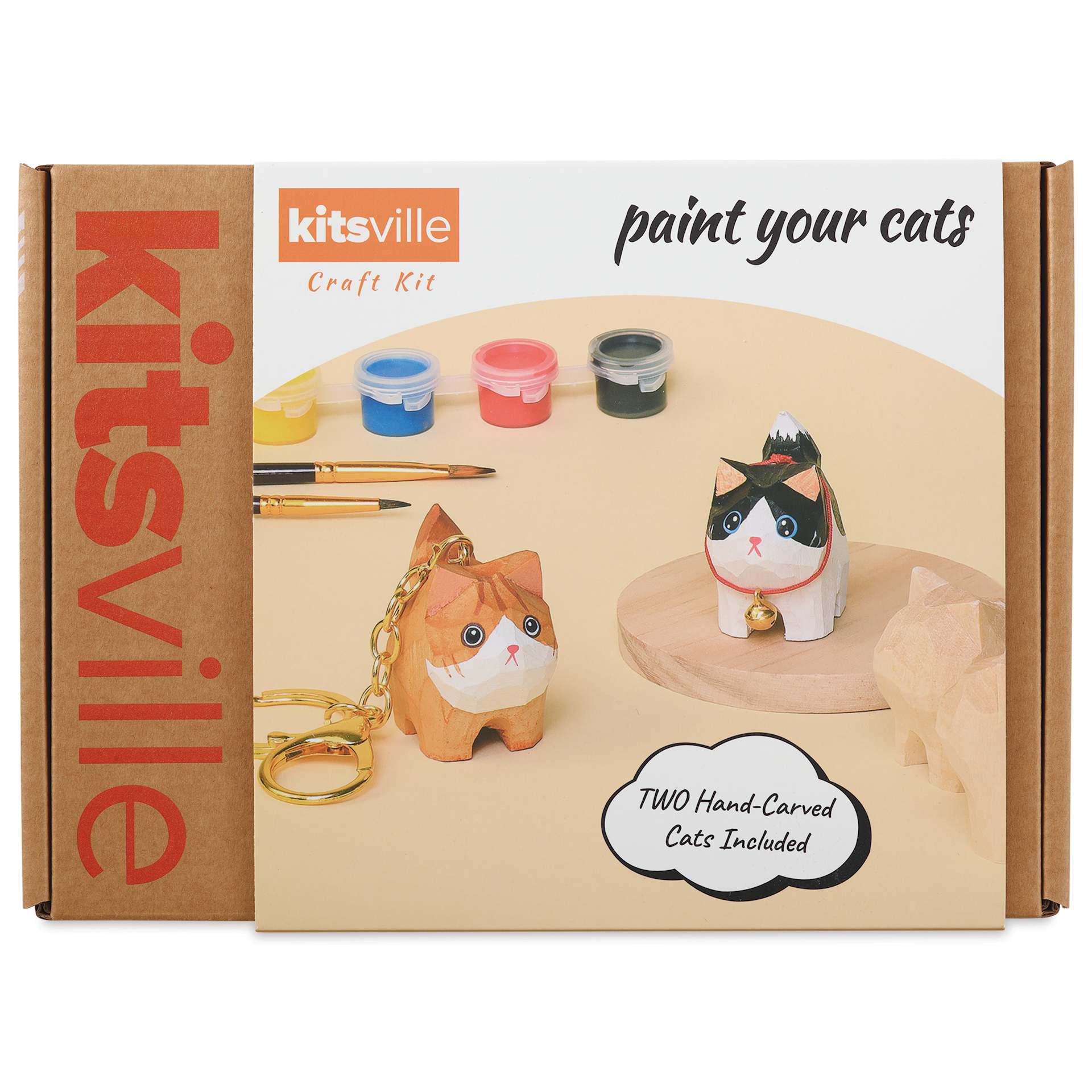Kitsville Hand-Carved Cat Painting Kit, front of packaging