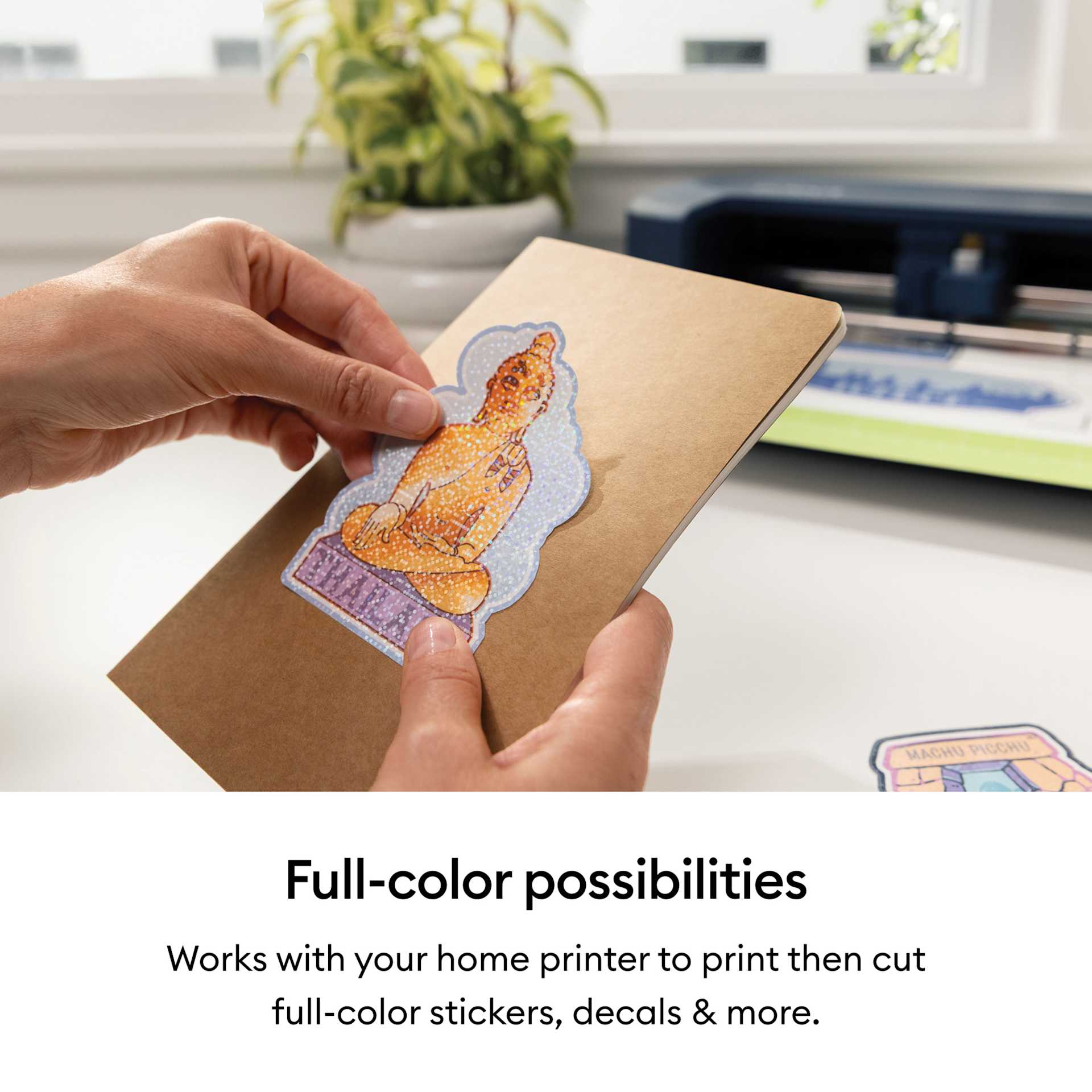 Full-color possibilities: Works with your home printer to print then cut full-color stickers, decals and more.