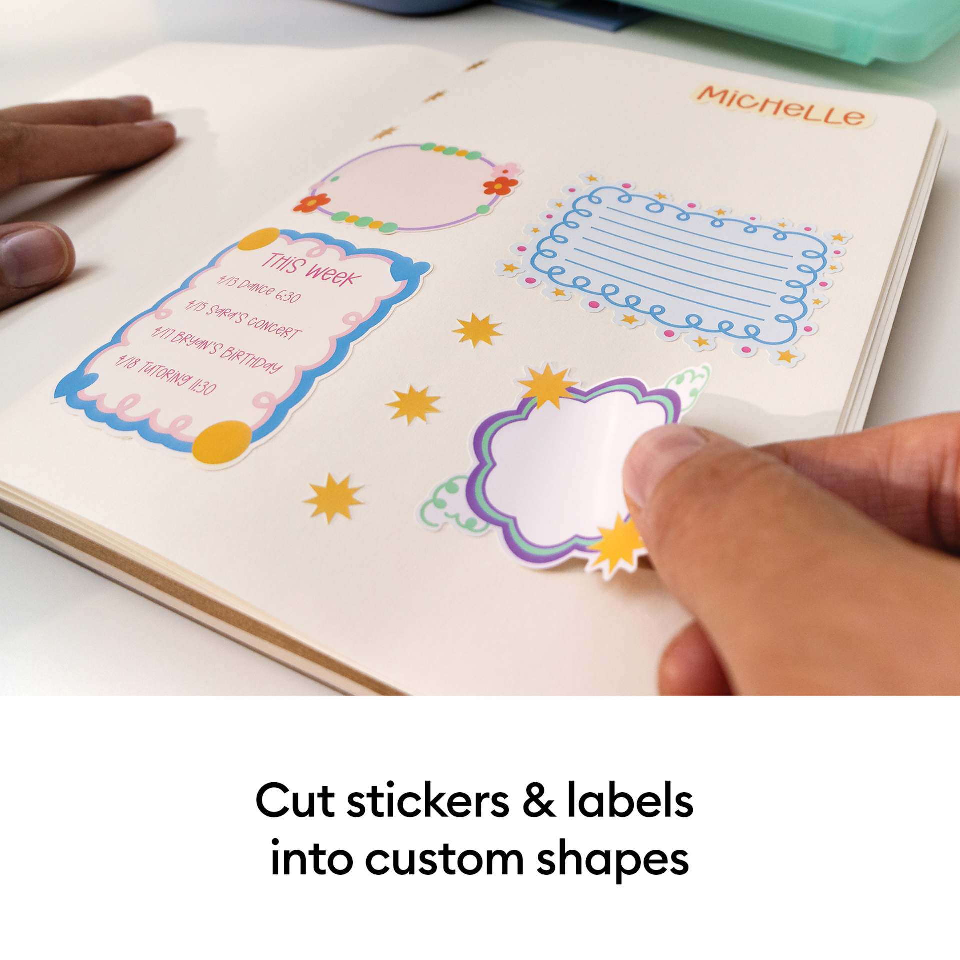 Cut stickers and labels into custom shapes.