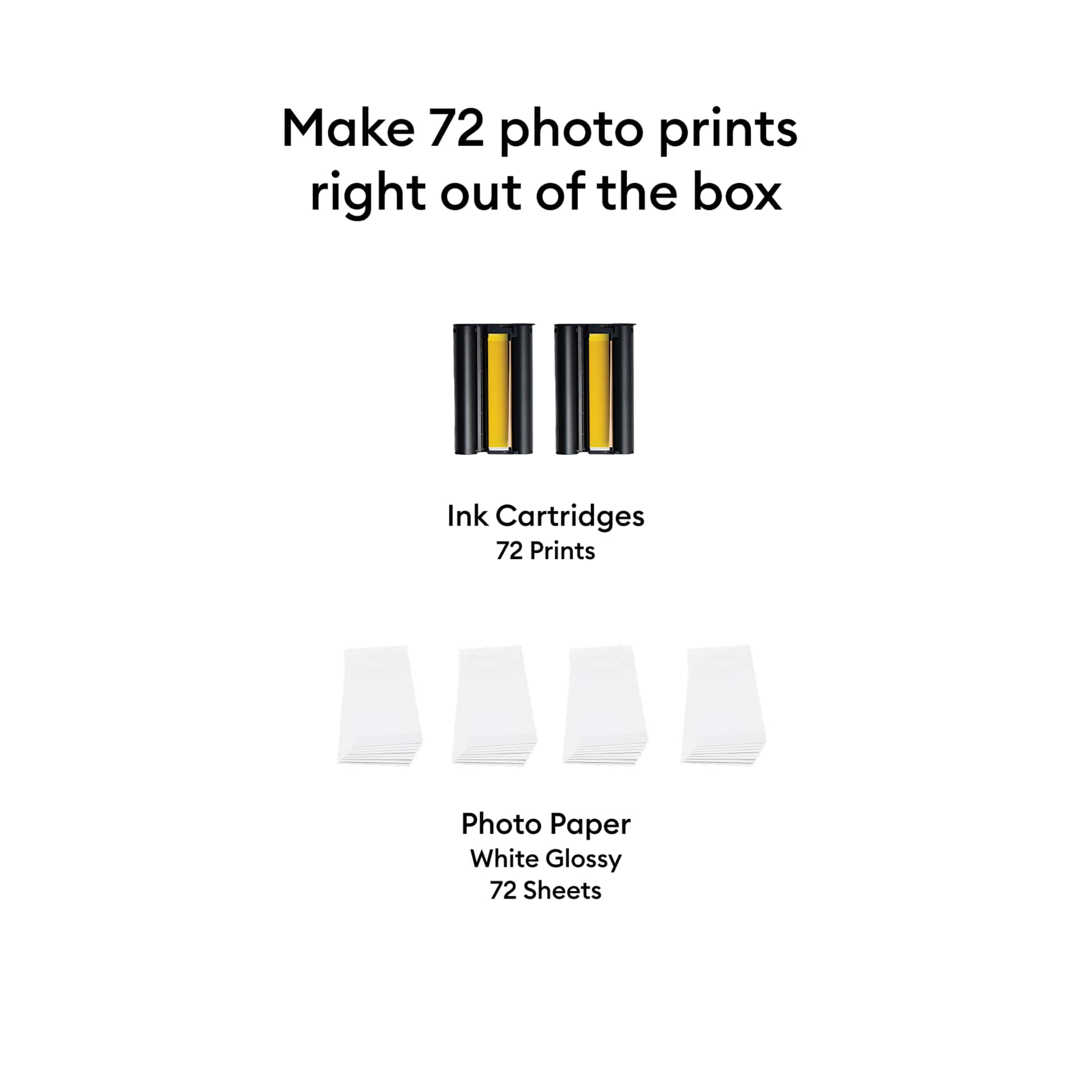 Make 72 photo prints right out of the box.