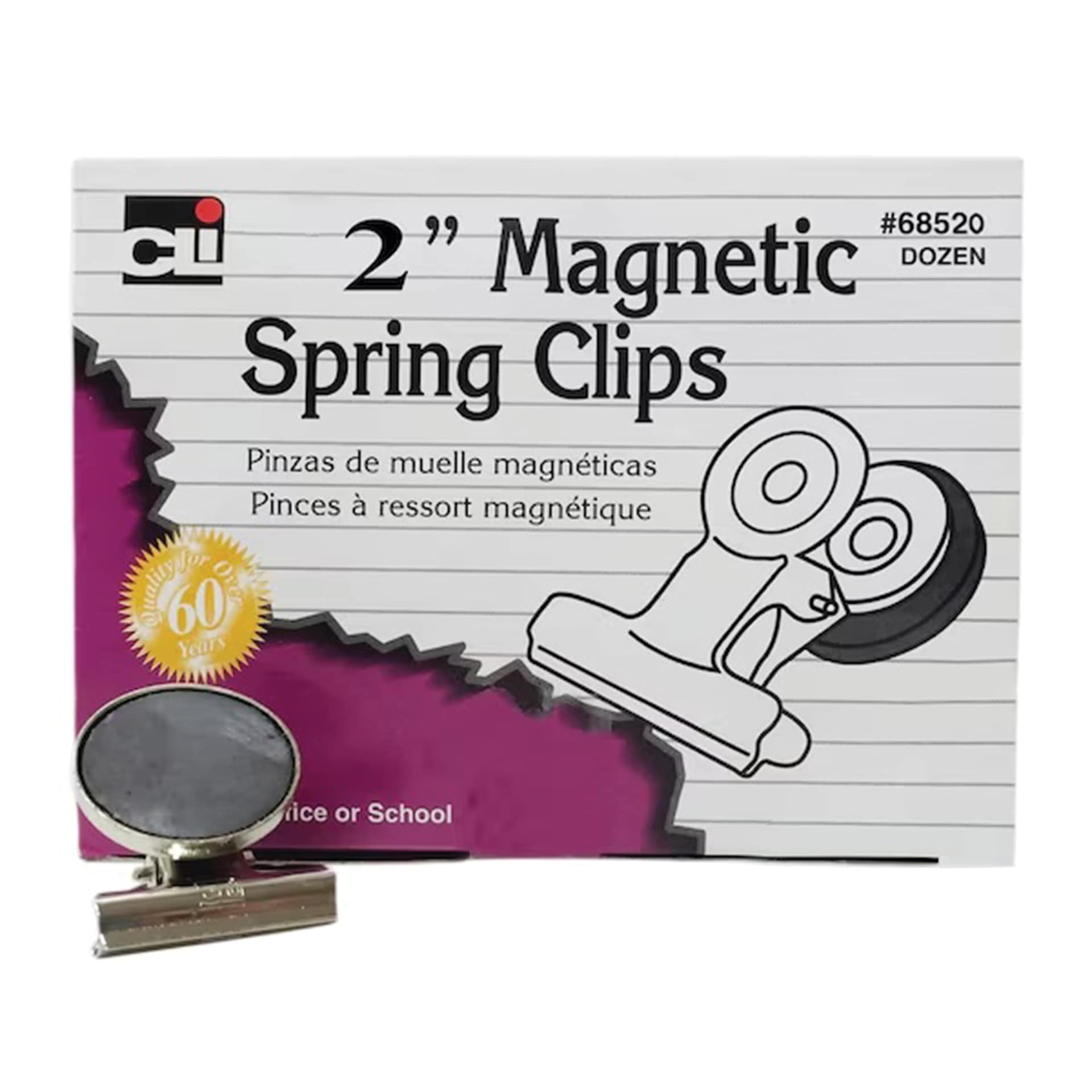 Charles Leonard Magnetic Spring Clips - Pkg of 12, 2" front of packaging