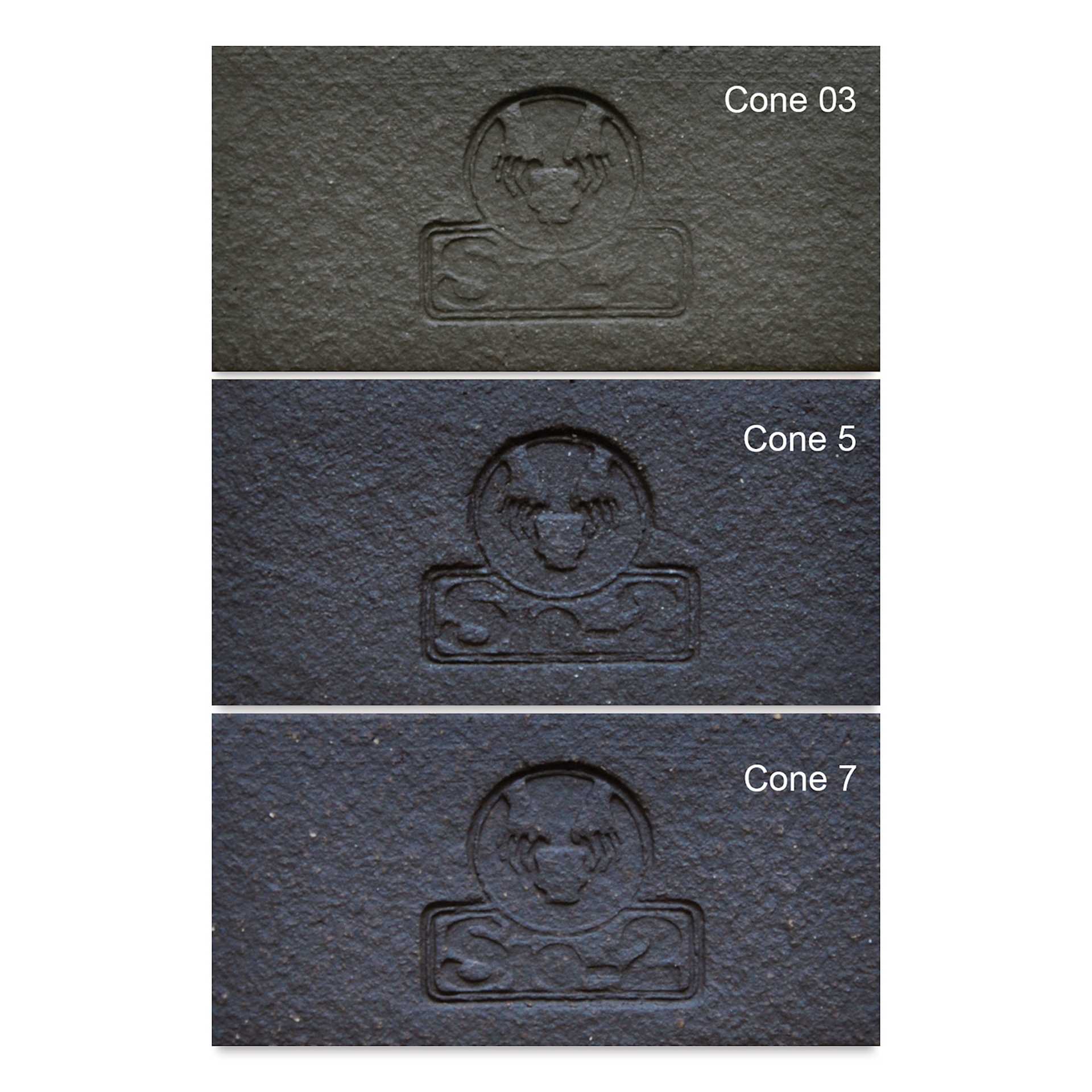 Sio-2 PRNF Black Sculpture Clay, fired at cone 03, 5, and 7