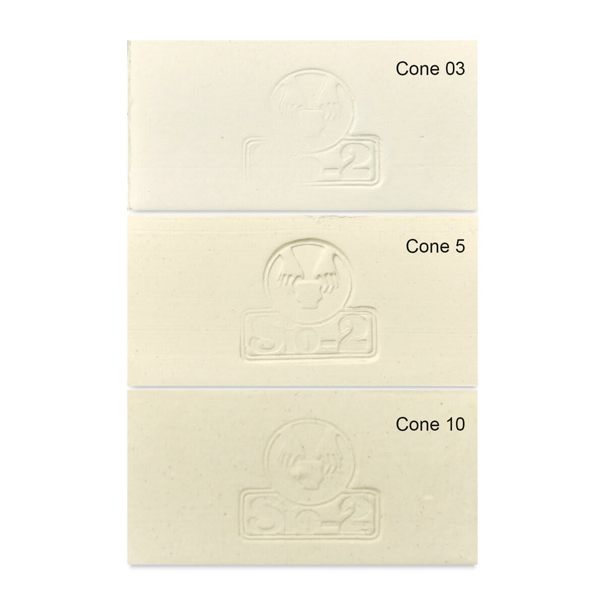 Sio-2 PCLI Stoneware Paper Clay, fired at cone 03, 5, and 10