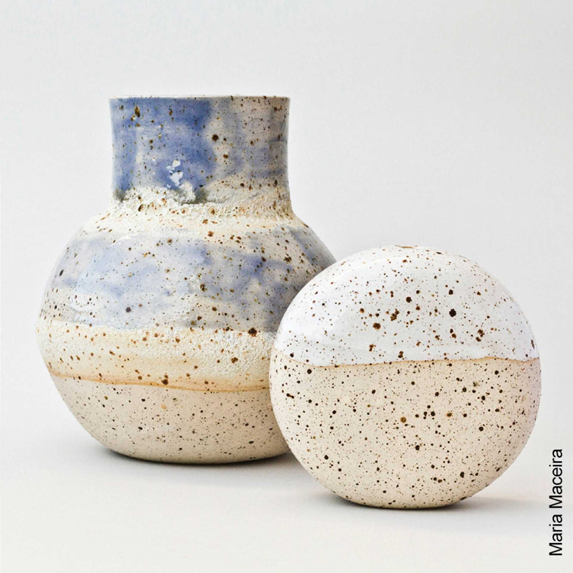 Sio-2 Luna Speckled Stoneware Clay - finished project examples by Maria Maceira, close-up