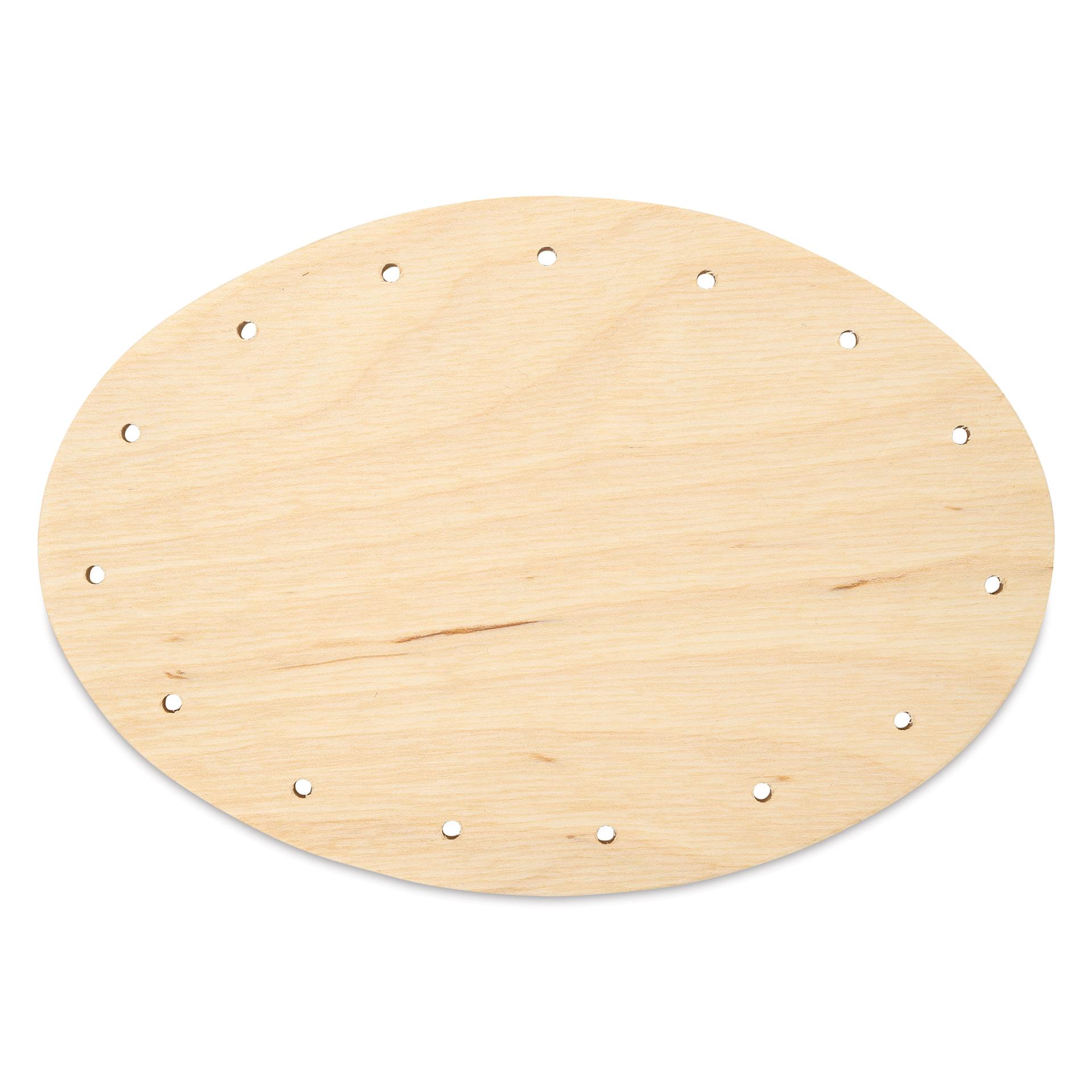 P.L. Butte Drilled Birch Basketry Base - Oval, 4 x 6", 15 Holes, front