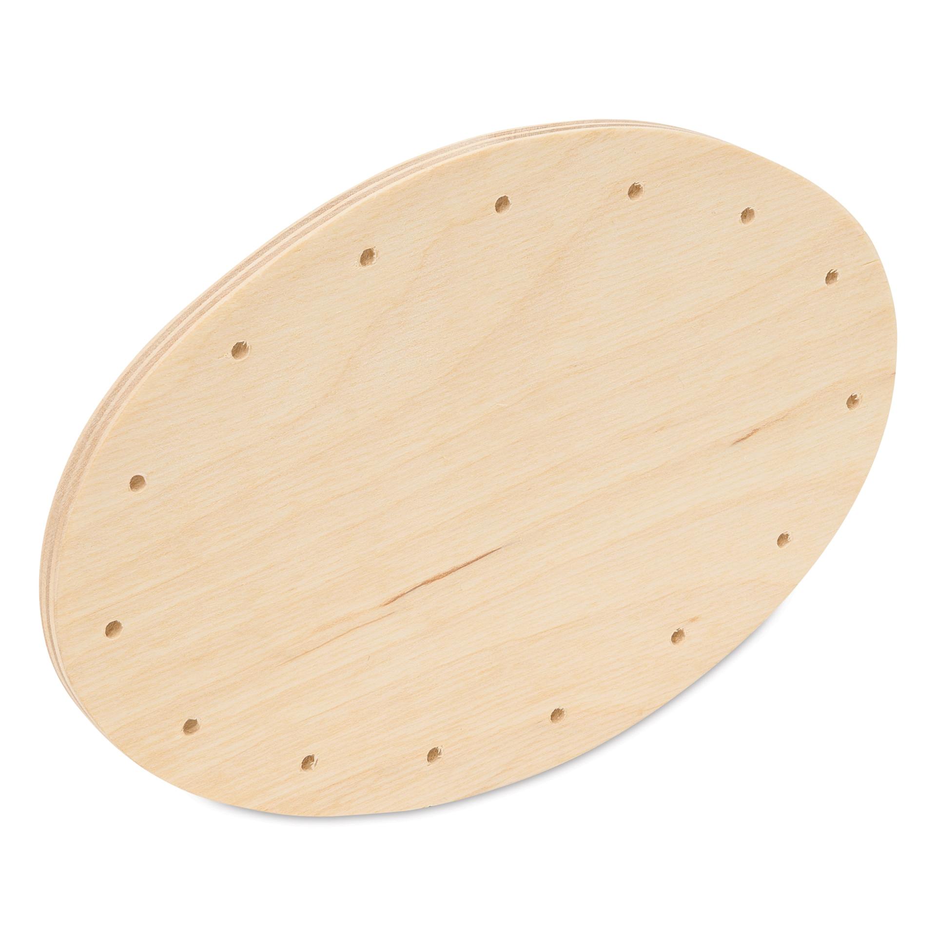 P.L. Butte Drilled Birch Basketry Base - Oval, 4 x 6", 15 Holes