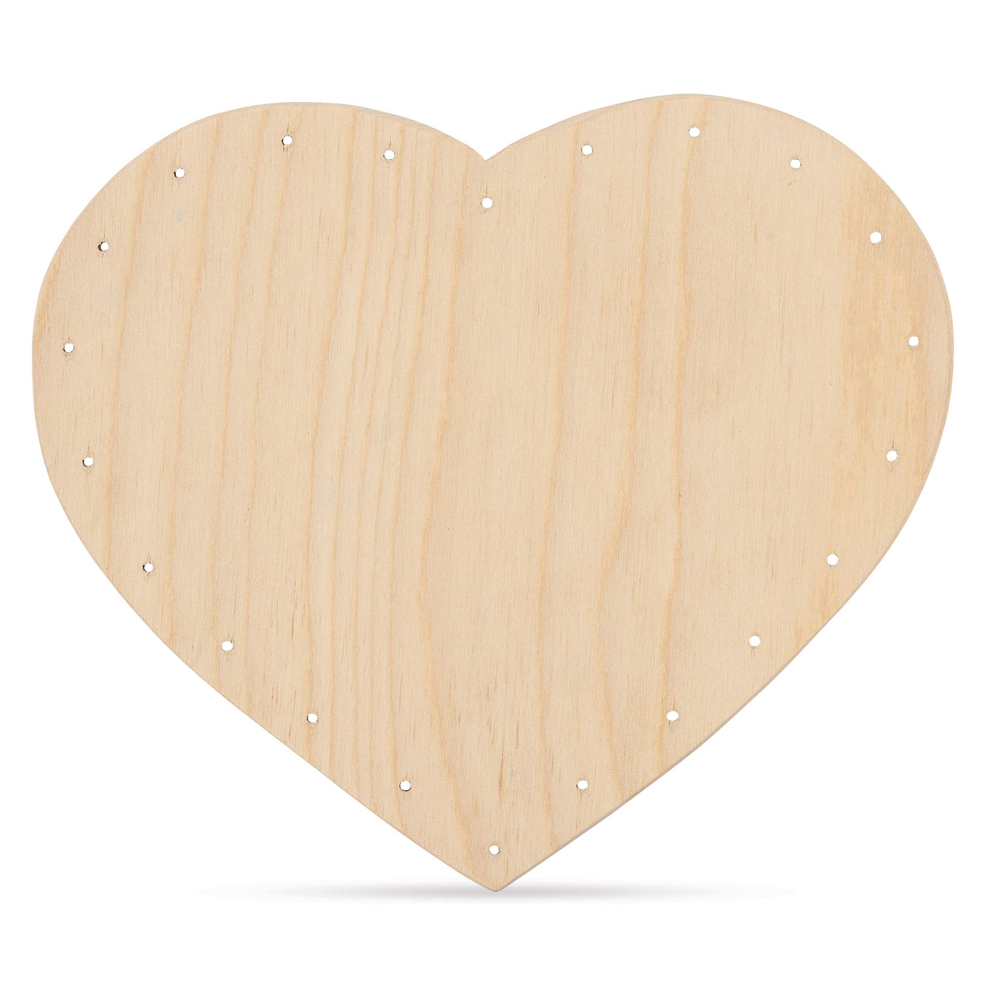 P.L. Butte Drilled Birch Basketry Base - Heart, 8" x 6.5", 22 Holes