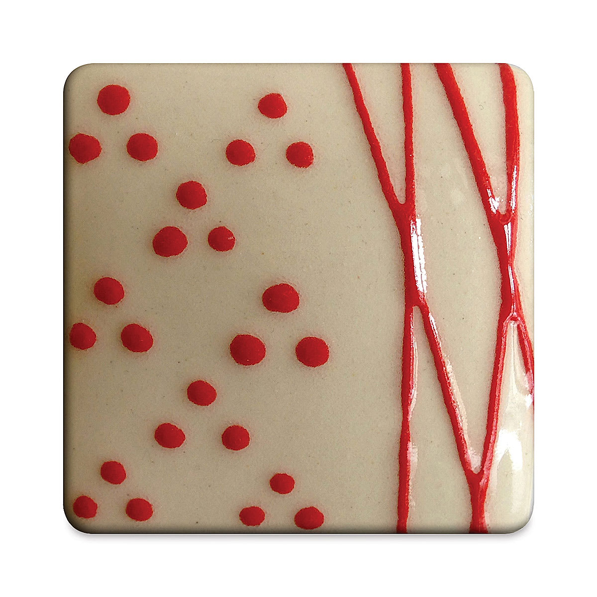 Spectrum Raised Accent Glazes - Tile glazed with Poppy Red color