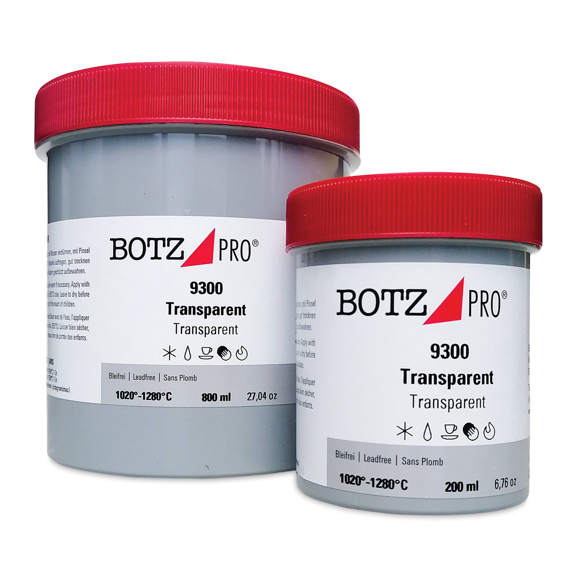 Botz Pro Glazes - Transparent, 800 ml and Transparent, 200 ml