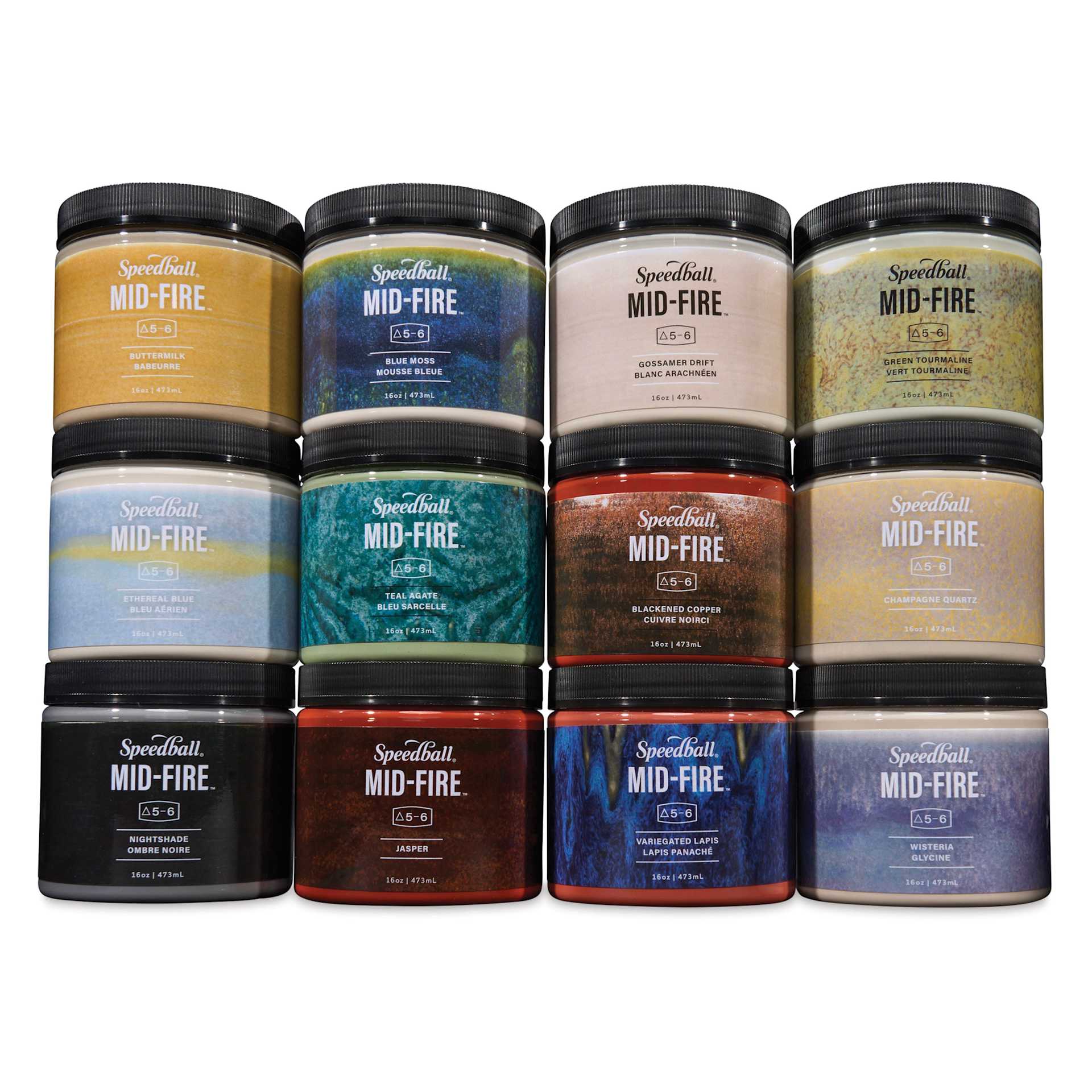 Speedball Mid-Fire Glaze - Bulk Pack #1, 16 oz, Set of 12 containers
