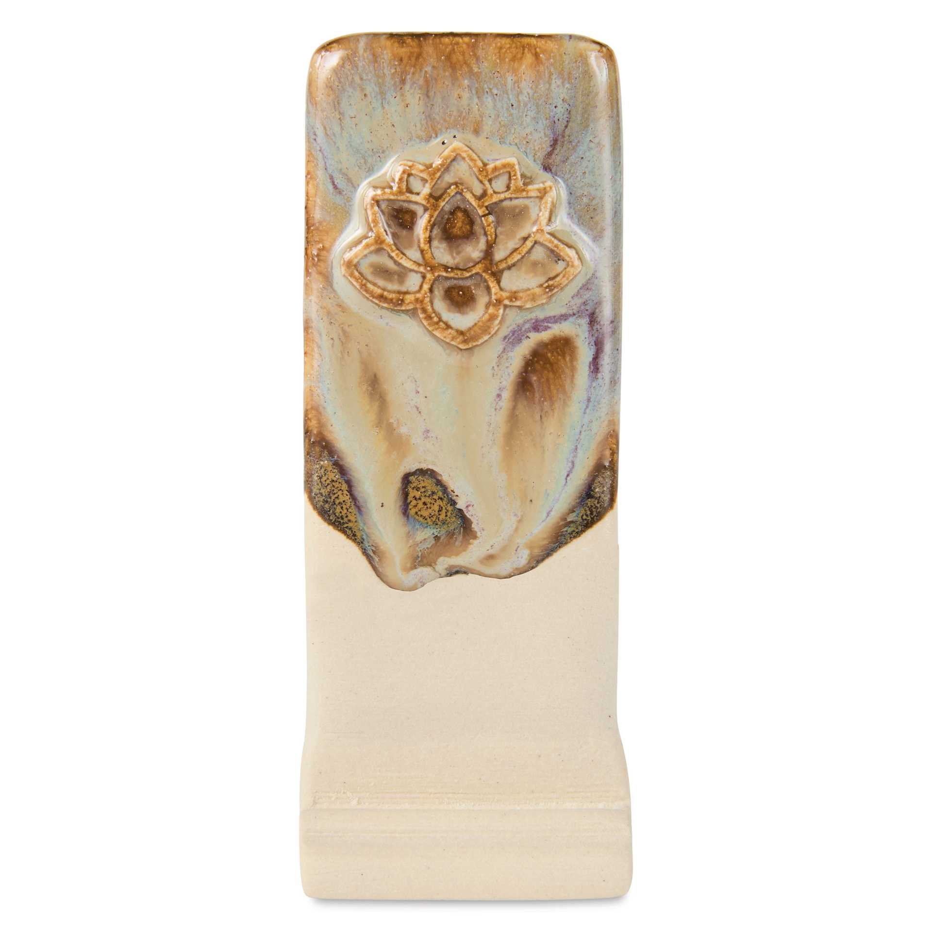 Speedball Mid-Fire Glaze - Blackcurrant applied overtop Cocoa Flux