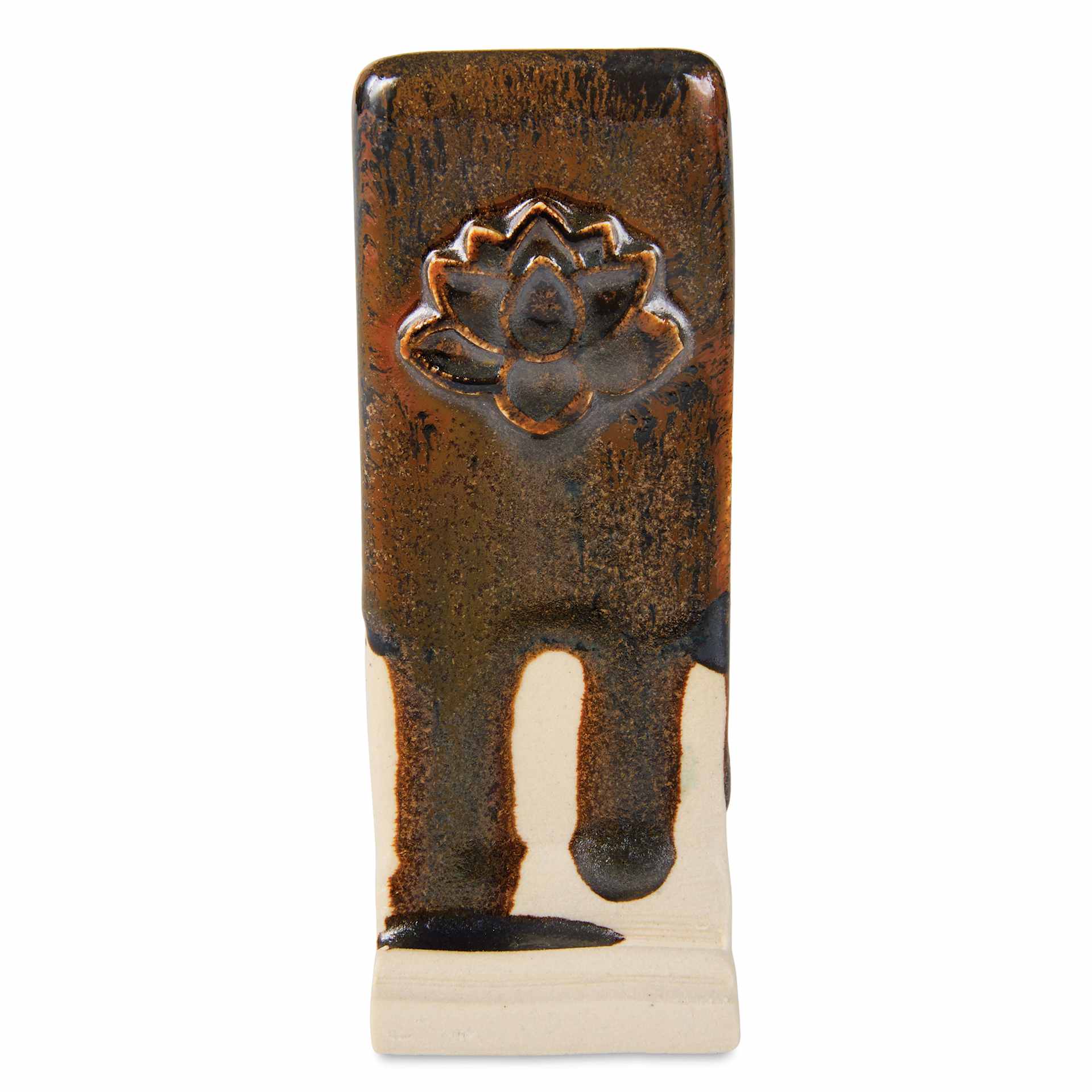 Speedball Mid-Fire Glaze - Hematite applied beneath Carolina Flux