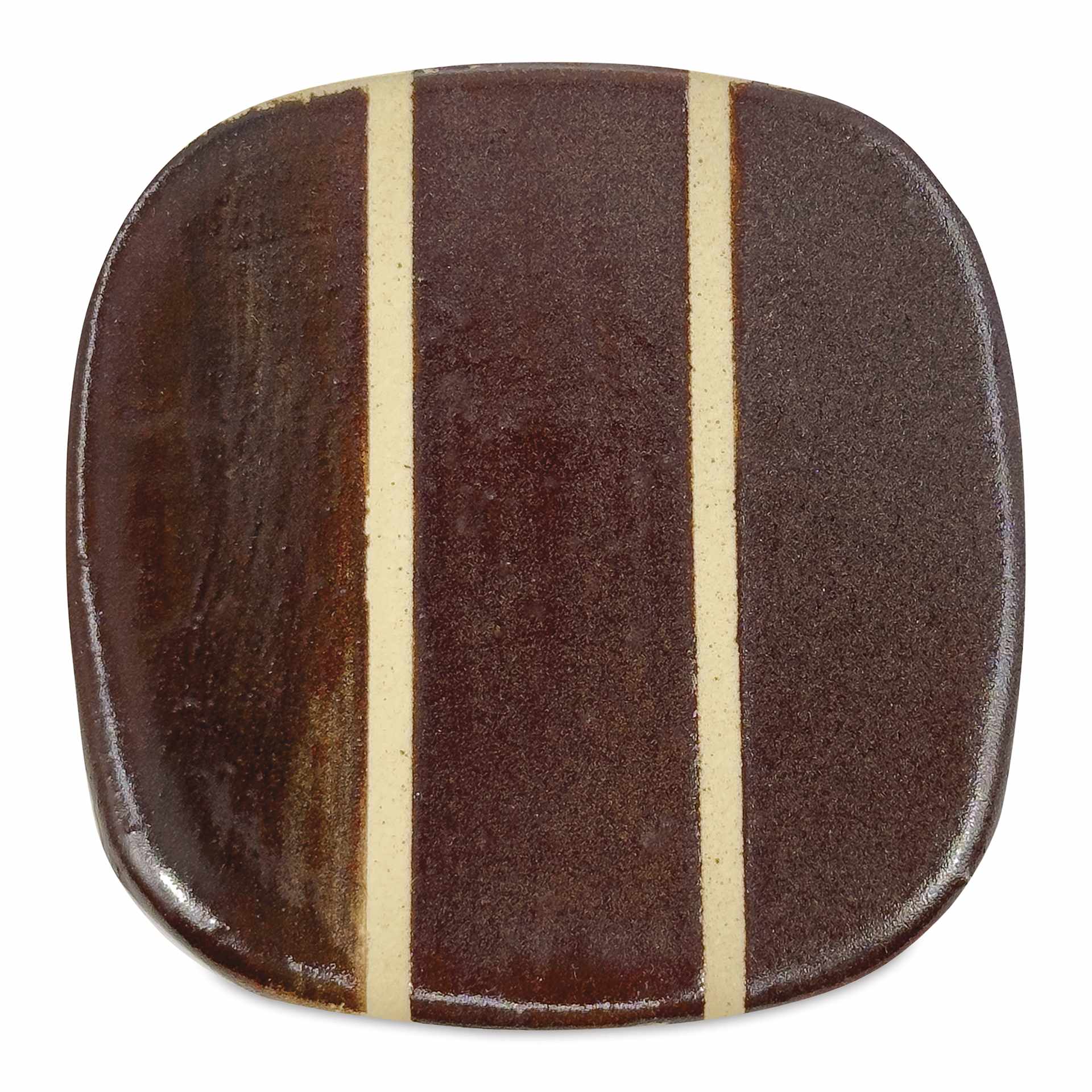 Speedball Mid-Fire Glaze - Jasper - application tile (varied thickness layers)