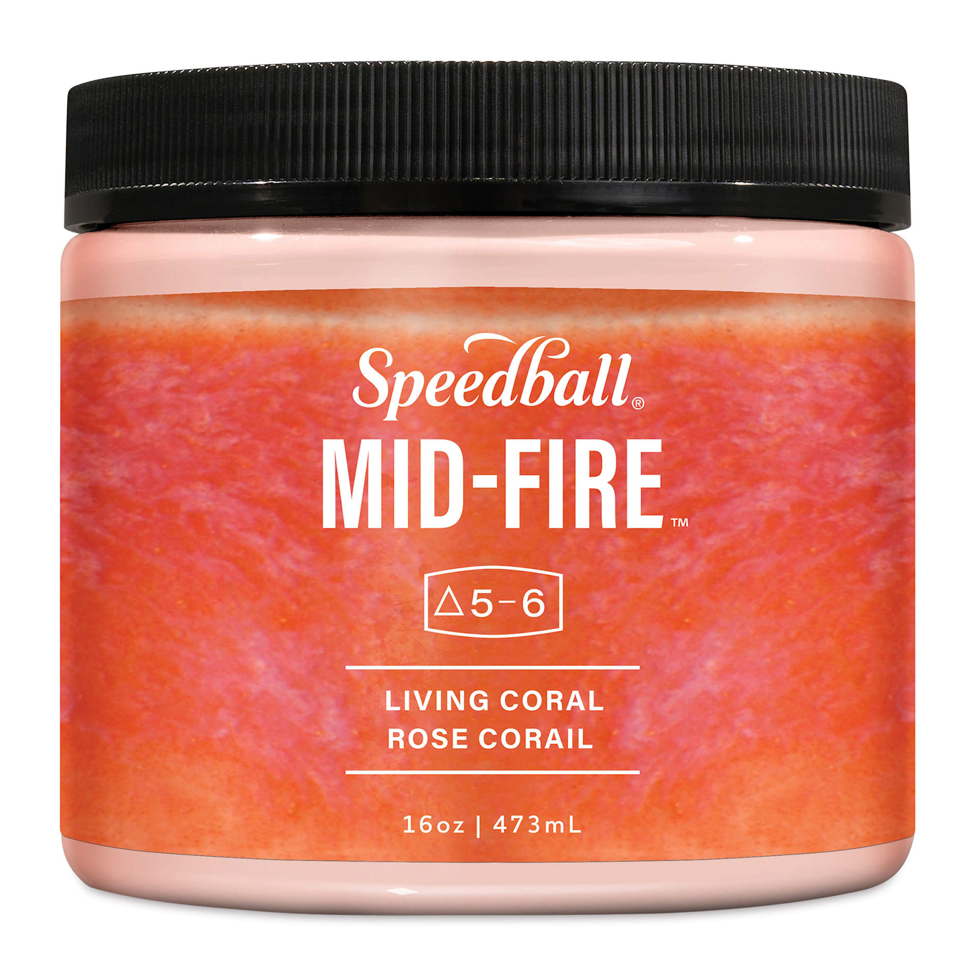 Speedball Mid-Fire Glaze - Living Coral, 16 oz - front of packaging