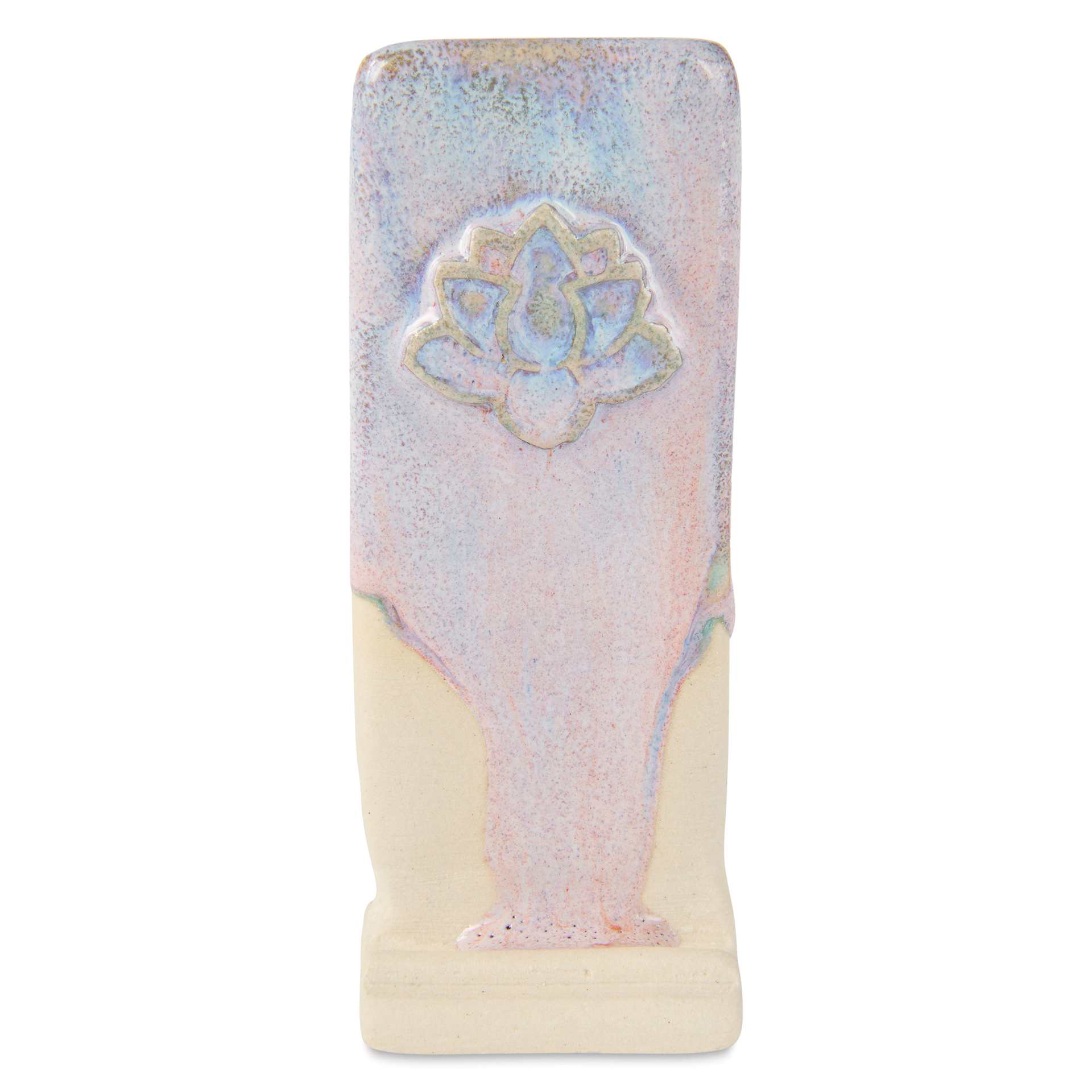 Speedball Mid-Fire Glaze - Living Coral applied overtop Carolina Flux