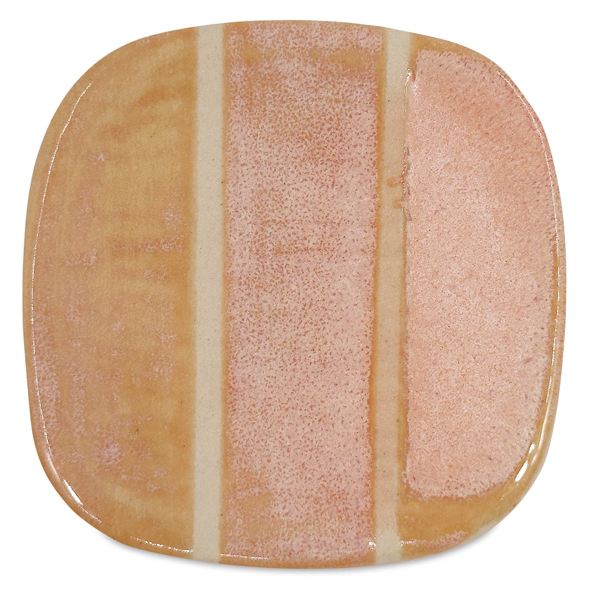 Speedball Mid-Fire Glaze - Orange Creamsicle - application tile (varied thickness layers)